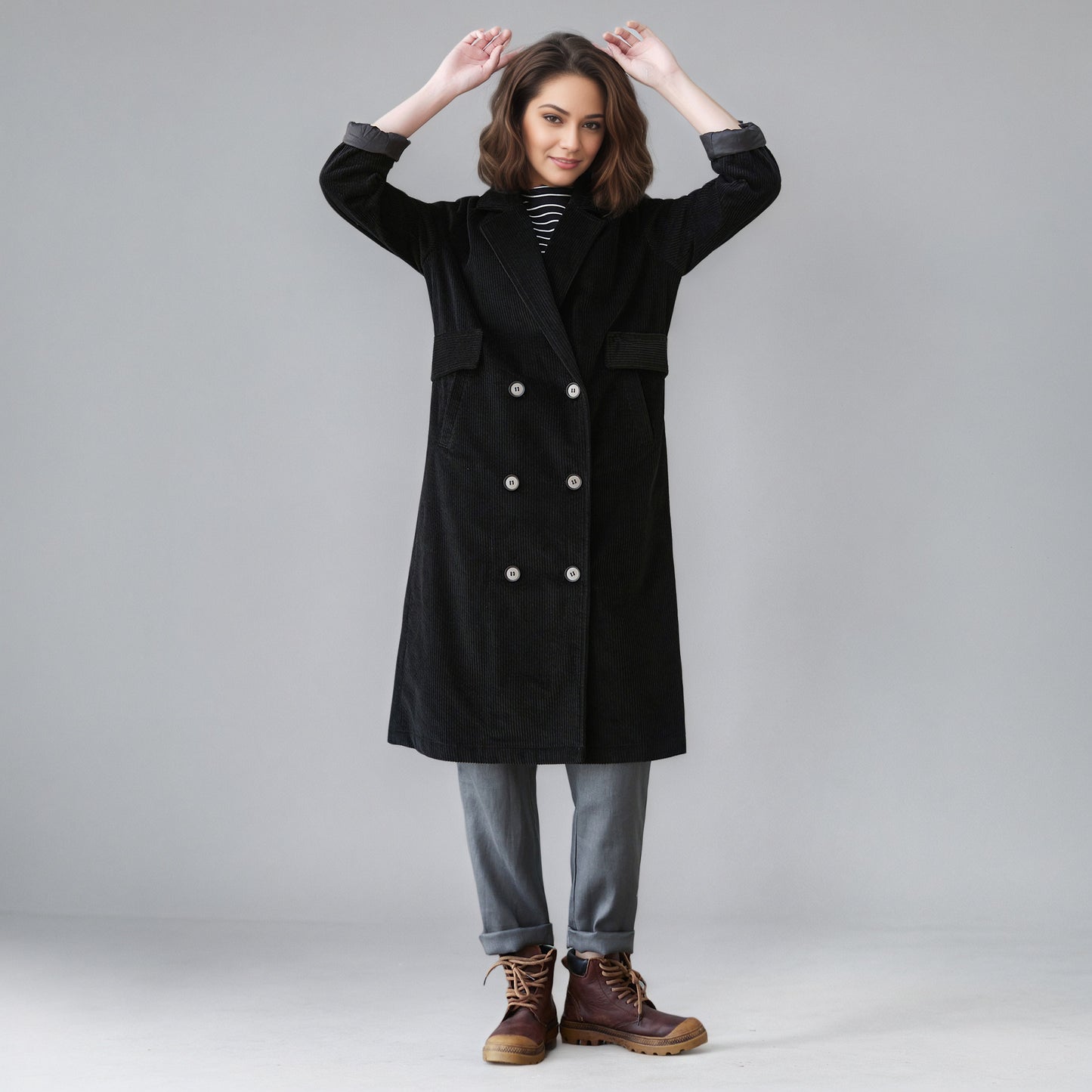 Plus Size Corduroy Jacket, Autumn Coat, Women Outerwear C5147