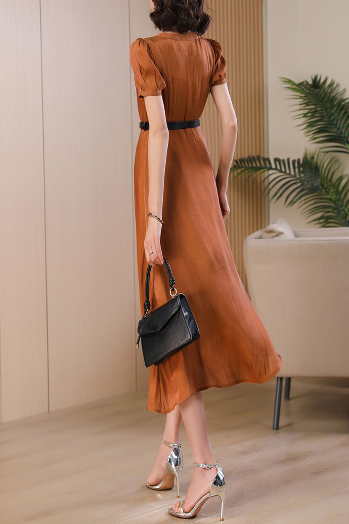 summer orange long dress C4077