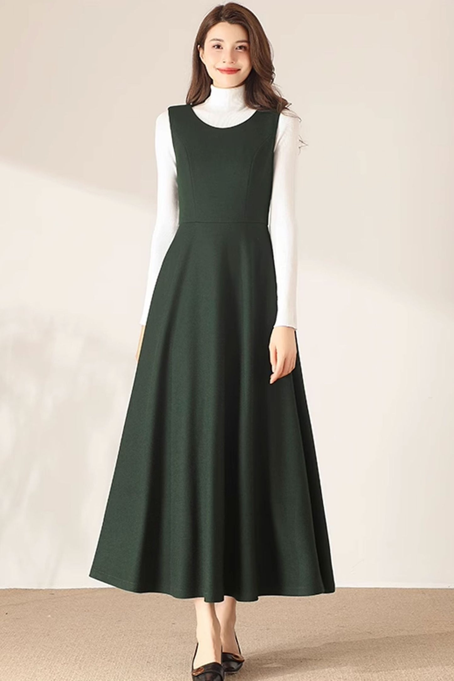 Womens Winter Pinafore Wool Dress C3690