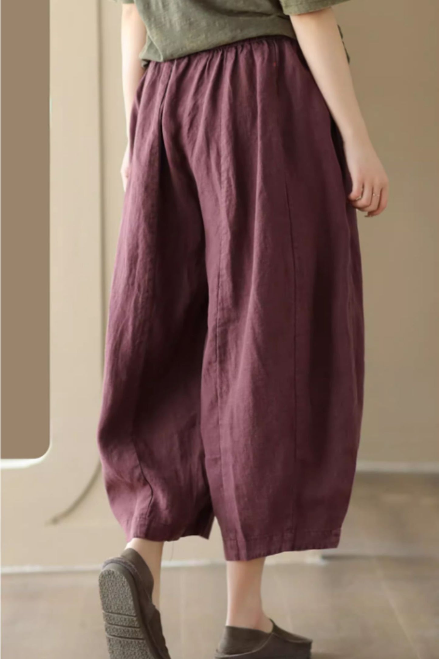 Loose fitting lantern linen pants C4425