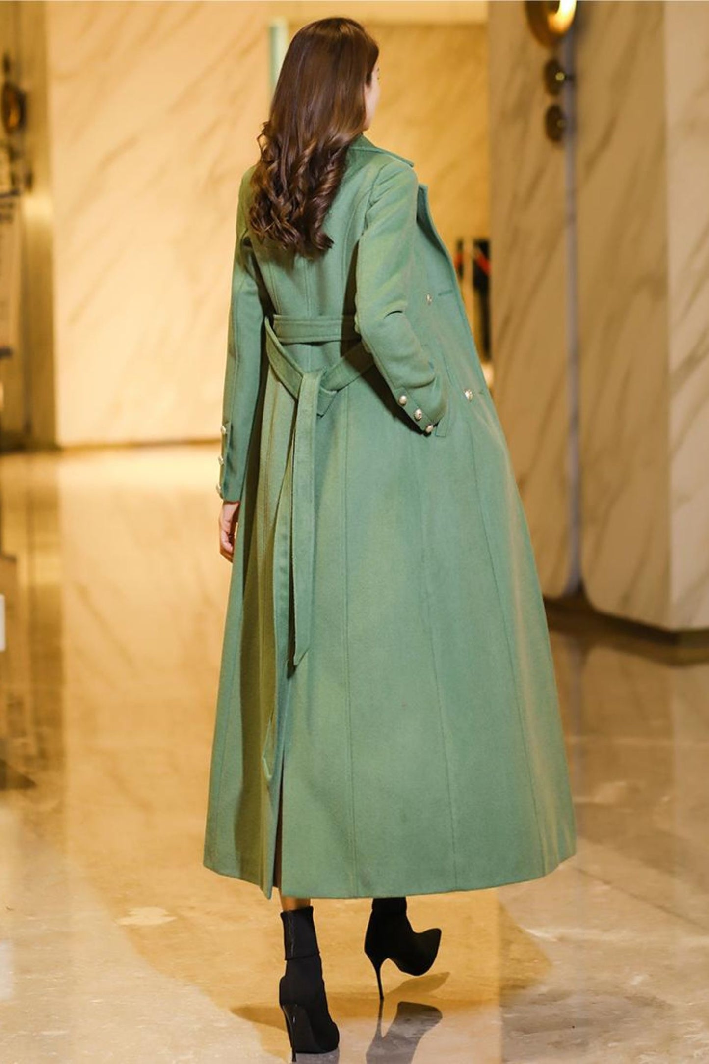 Women's long winter wool coat C3775