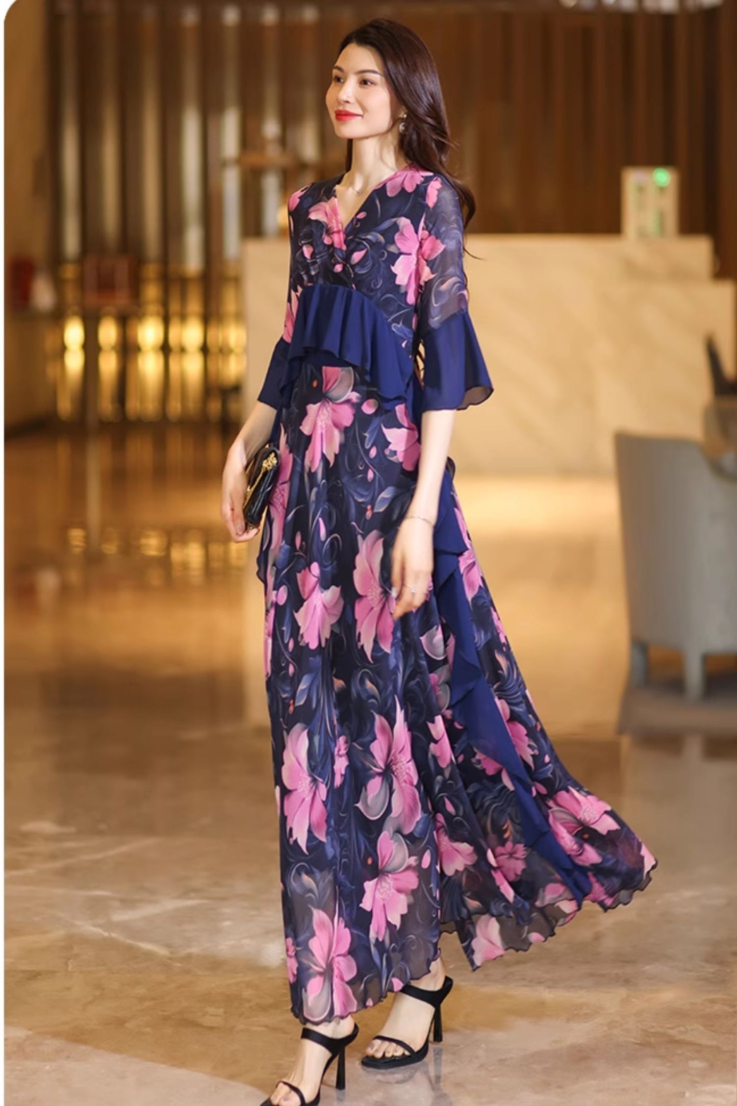 Long prom summer chiffon dress women C4930