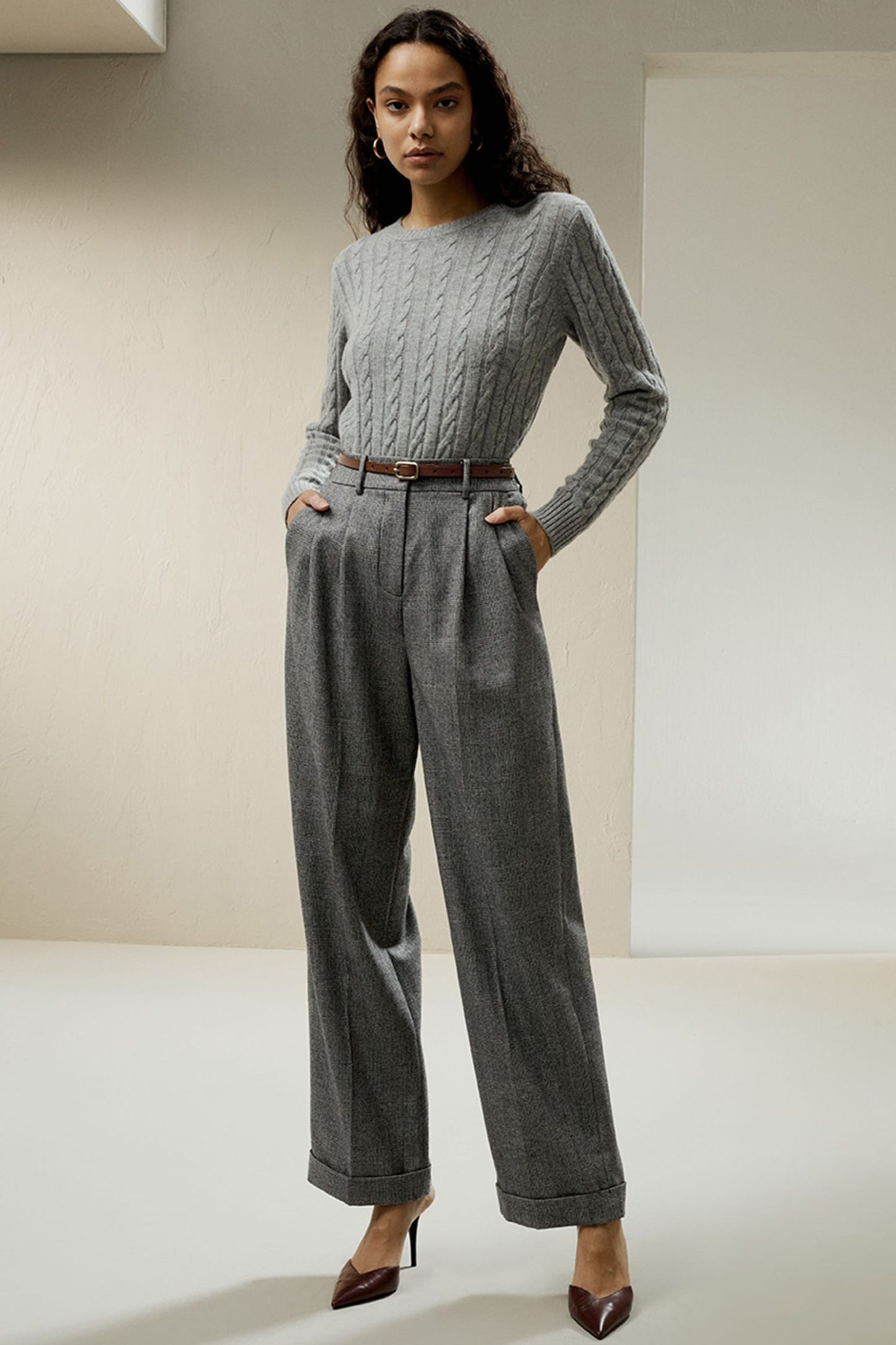 Wide leg wool-flannel suit pants C4294