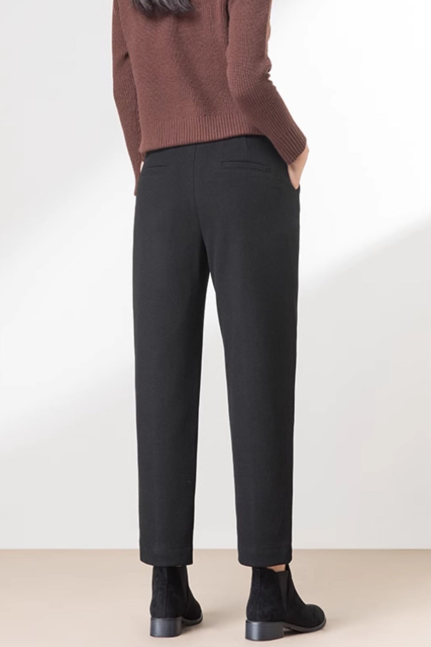Winter tapered womens wool pants C4652
