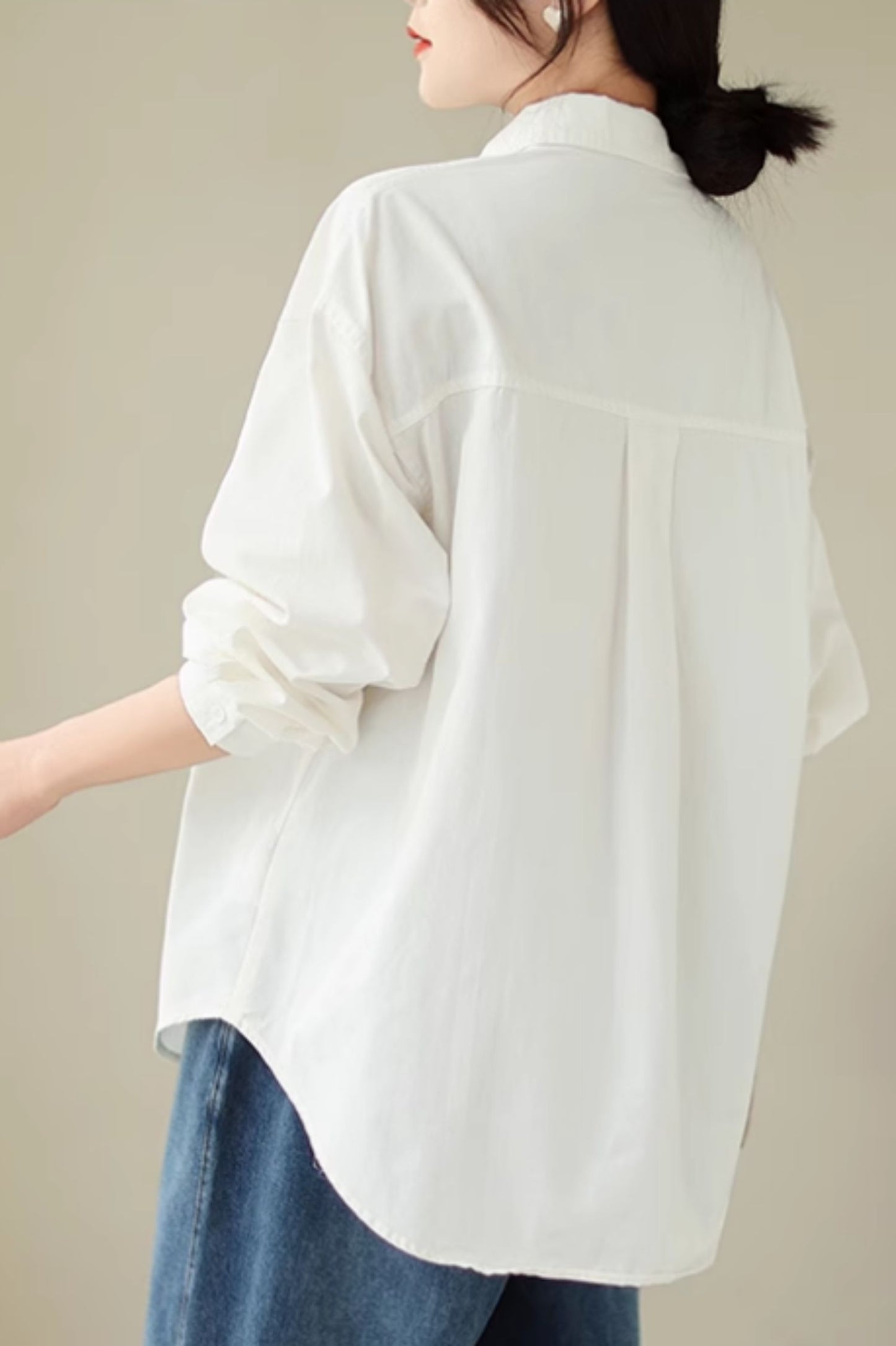 Loose fitting cotton shirt top women C4424