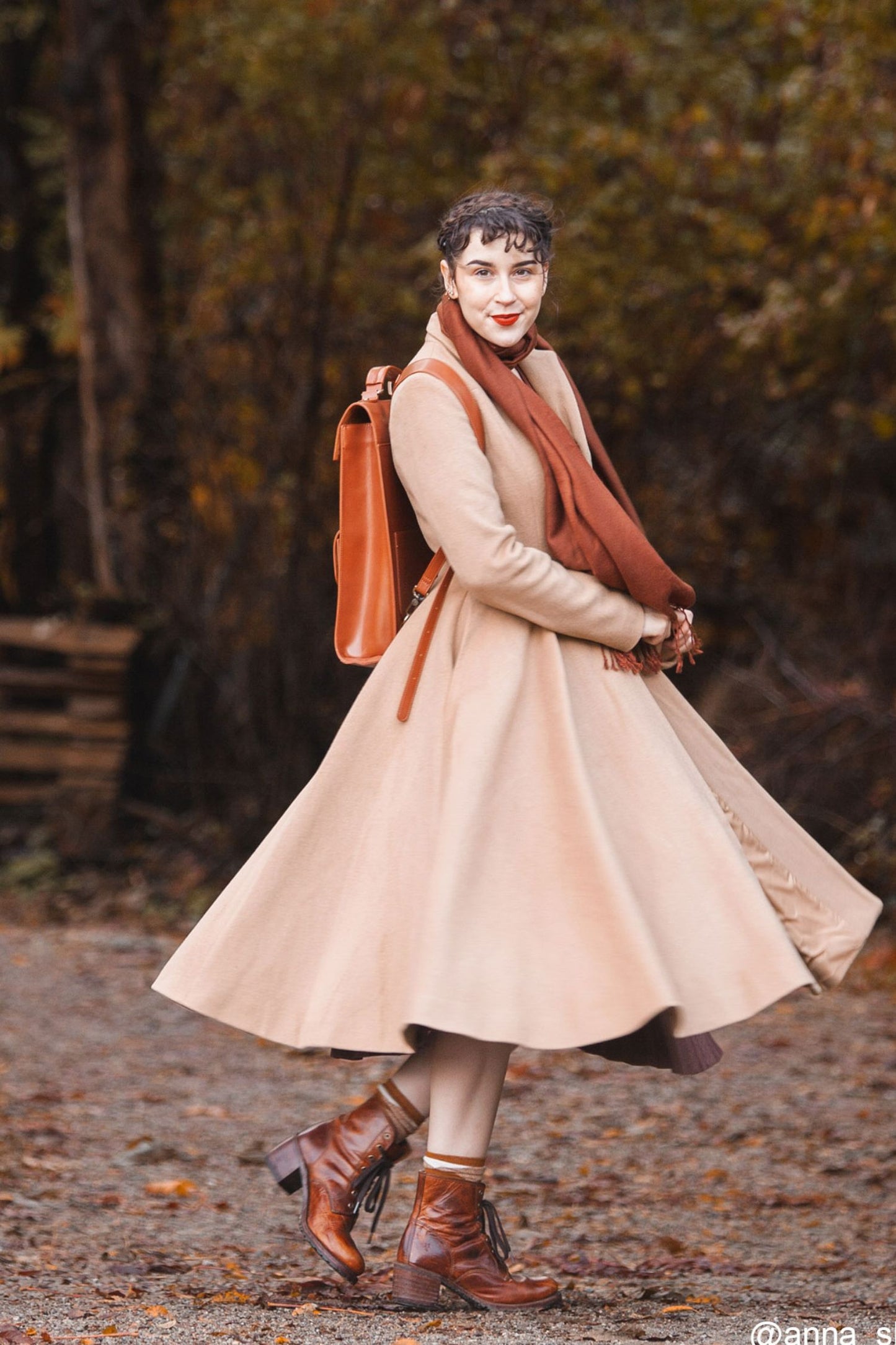 Vintage inspired wool princess coat C1744