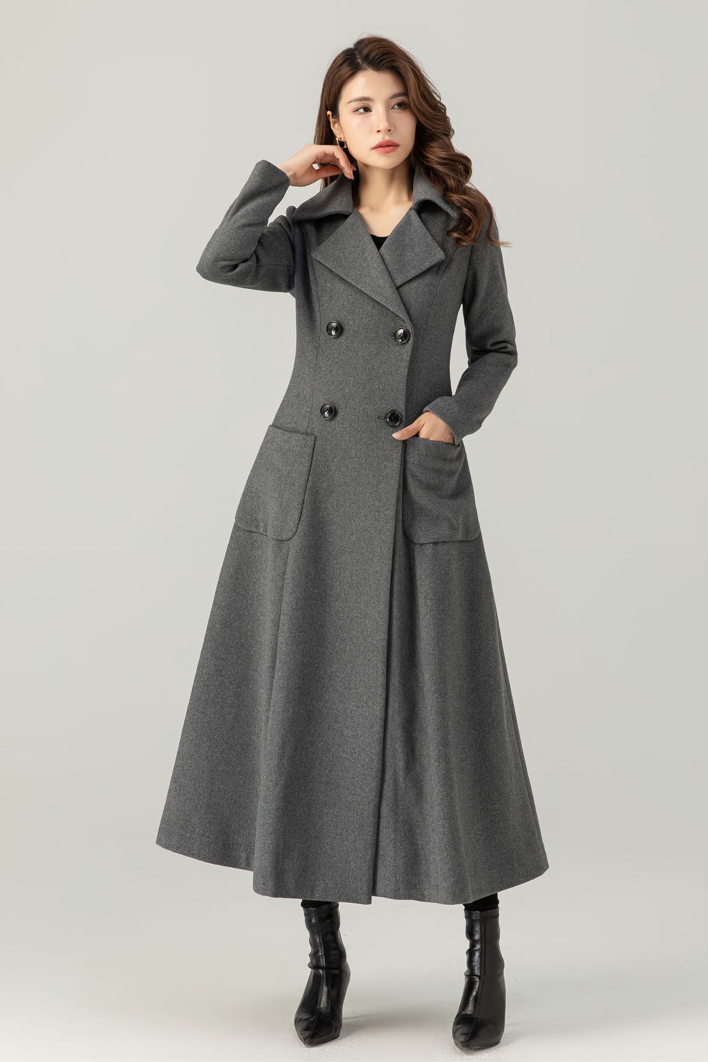 Womens winter Double Breasted Wool Coat C3698