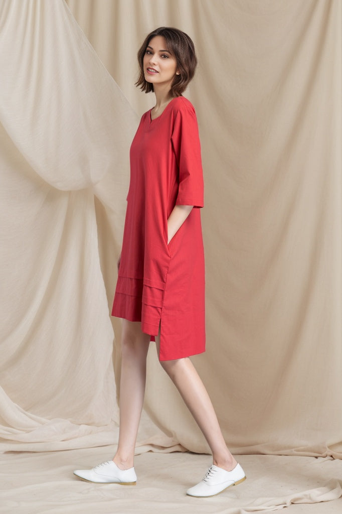 summer women linen dress with loose waist C4803
