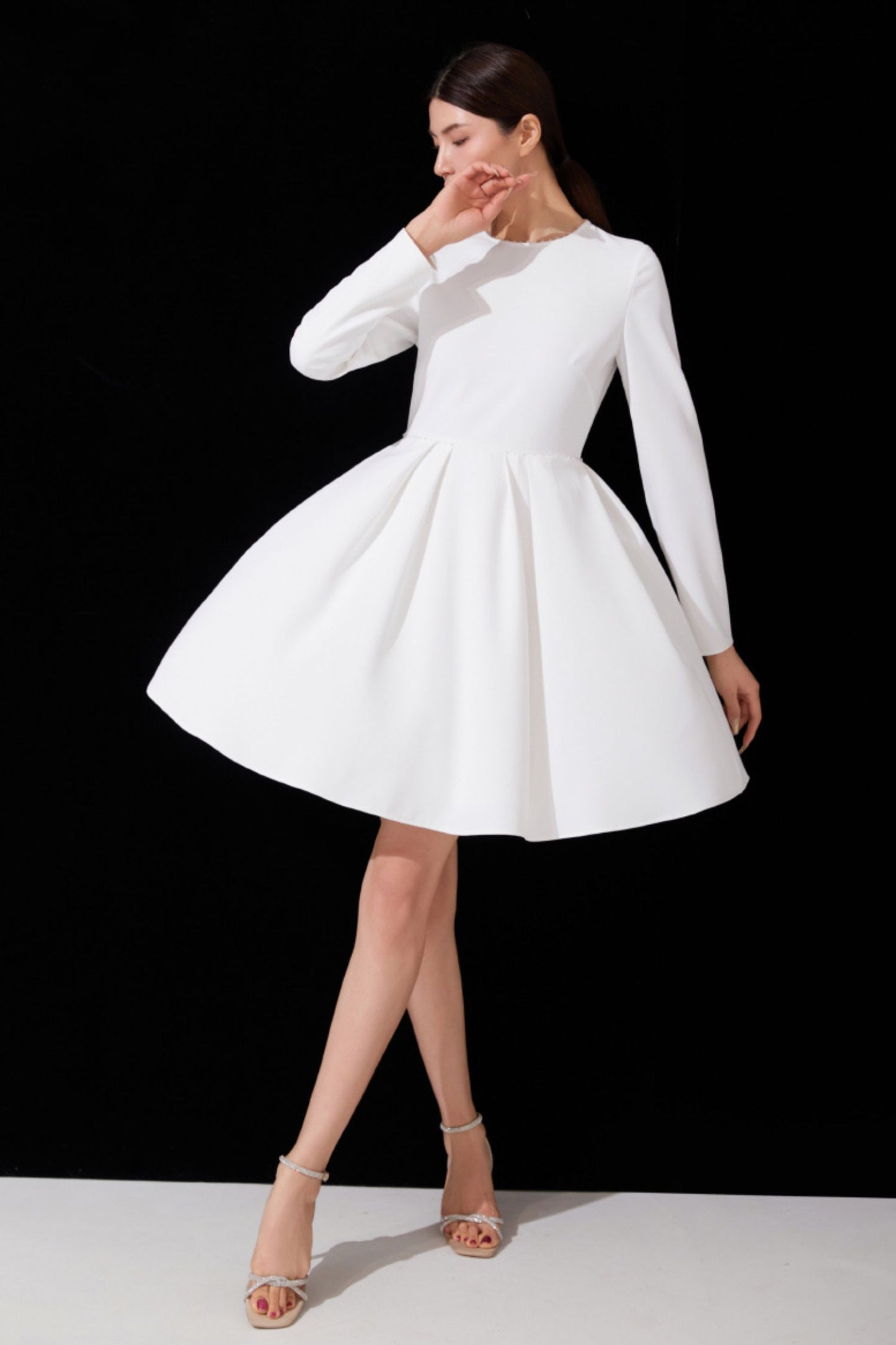 Women's Spring Long Sleeves Short Wedding Dress C3895