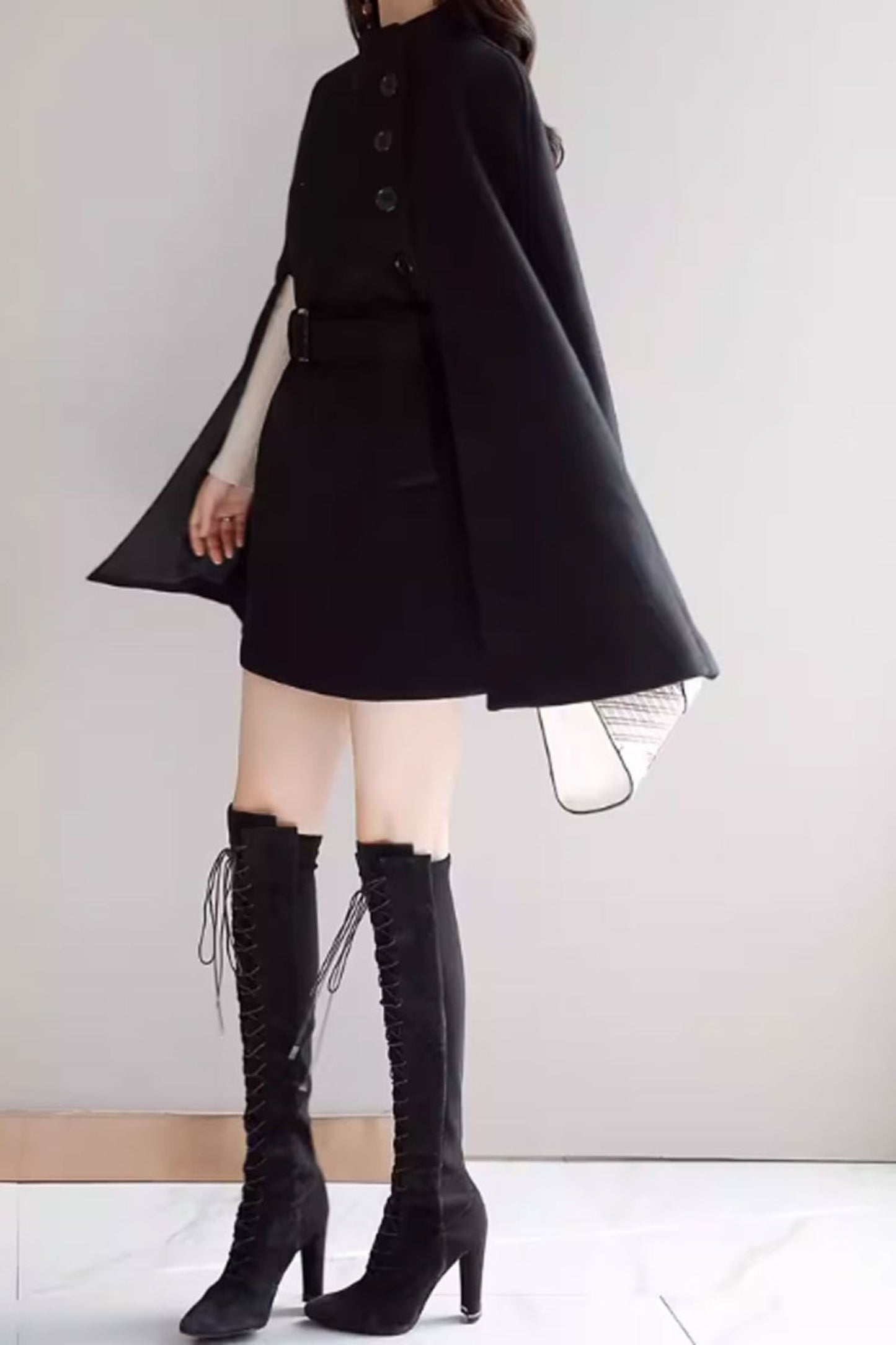 short wool cape women C3657