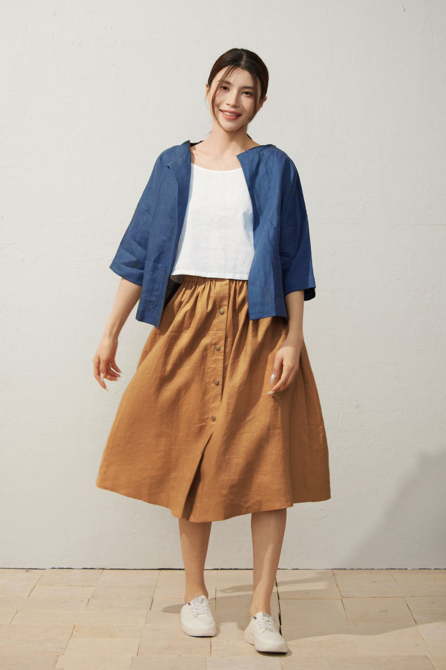 Loose fit Linen skirt C3942