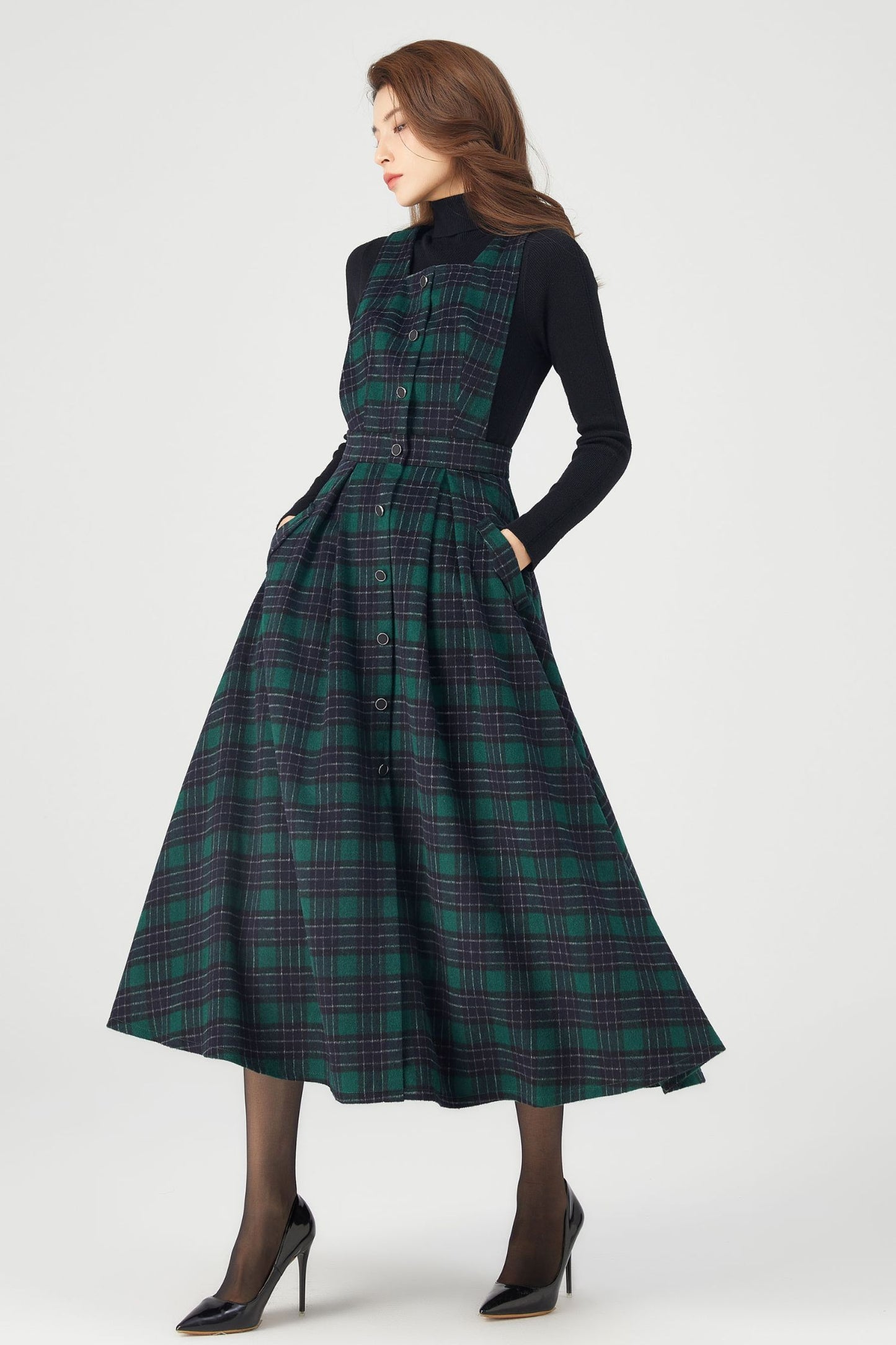 Womens Plaid Wool Dress C3683