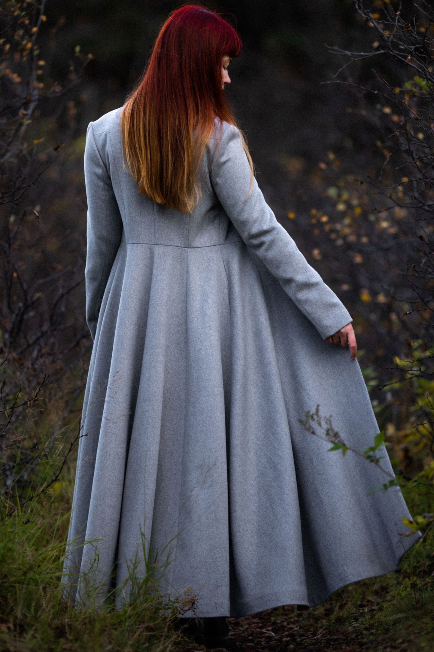 Gray Swing Long Wool Coat C3063