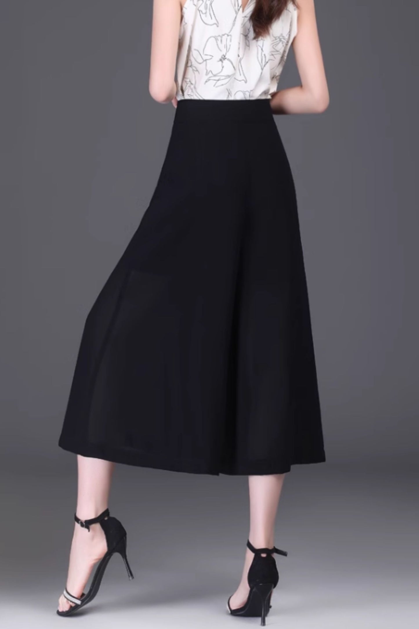 Summer irregular wide leg midi pants women C5020