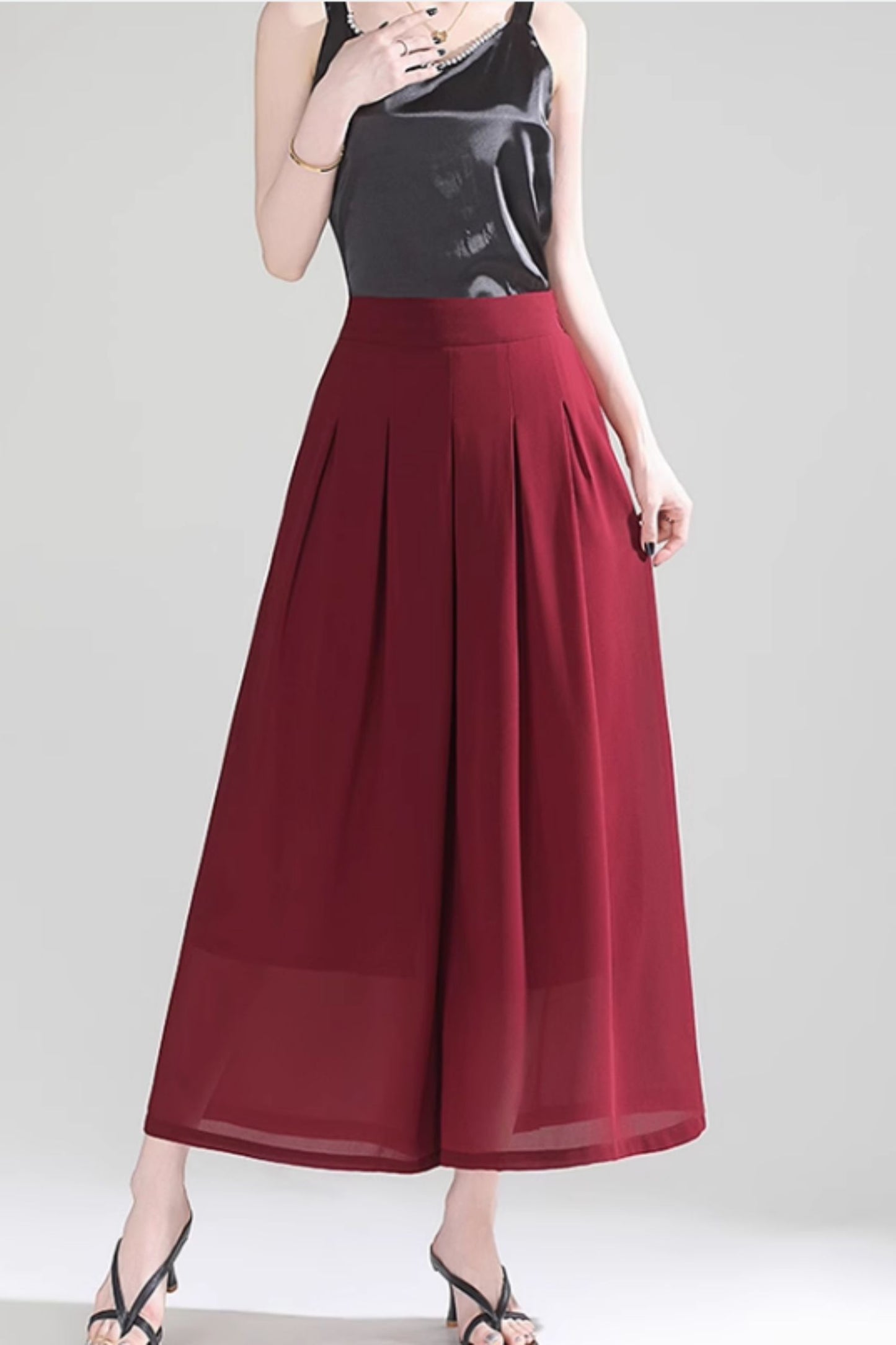 Wide leg long summer chiffon pants women C5021