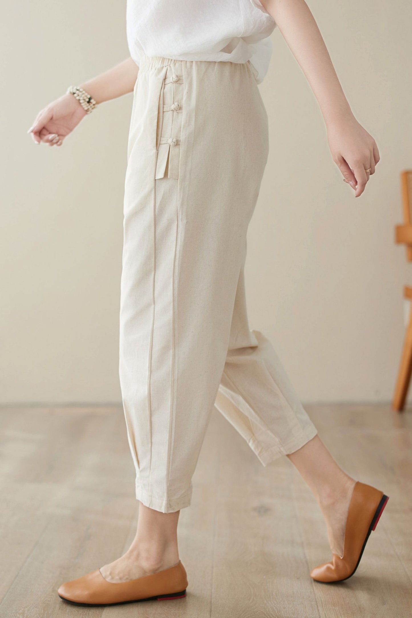 Women's linen Casual Pants with pockets C3969
