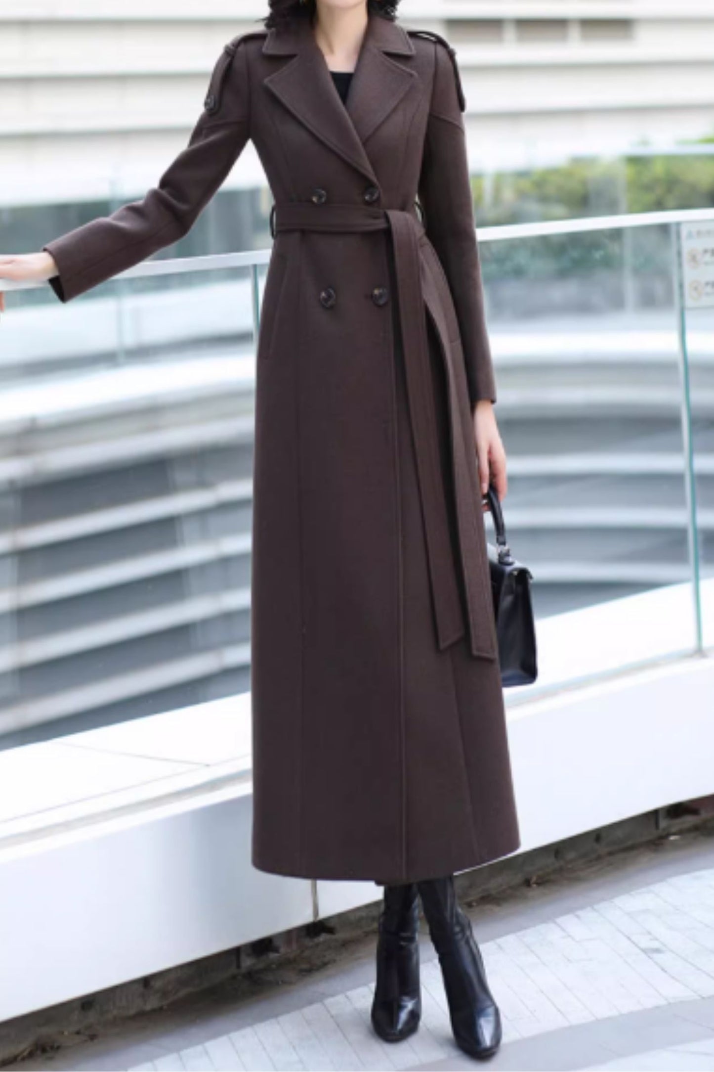 Long trench wool coat women C5170