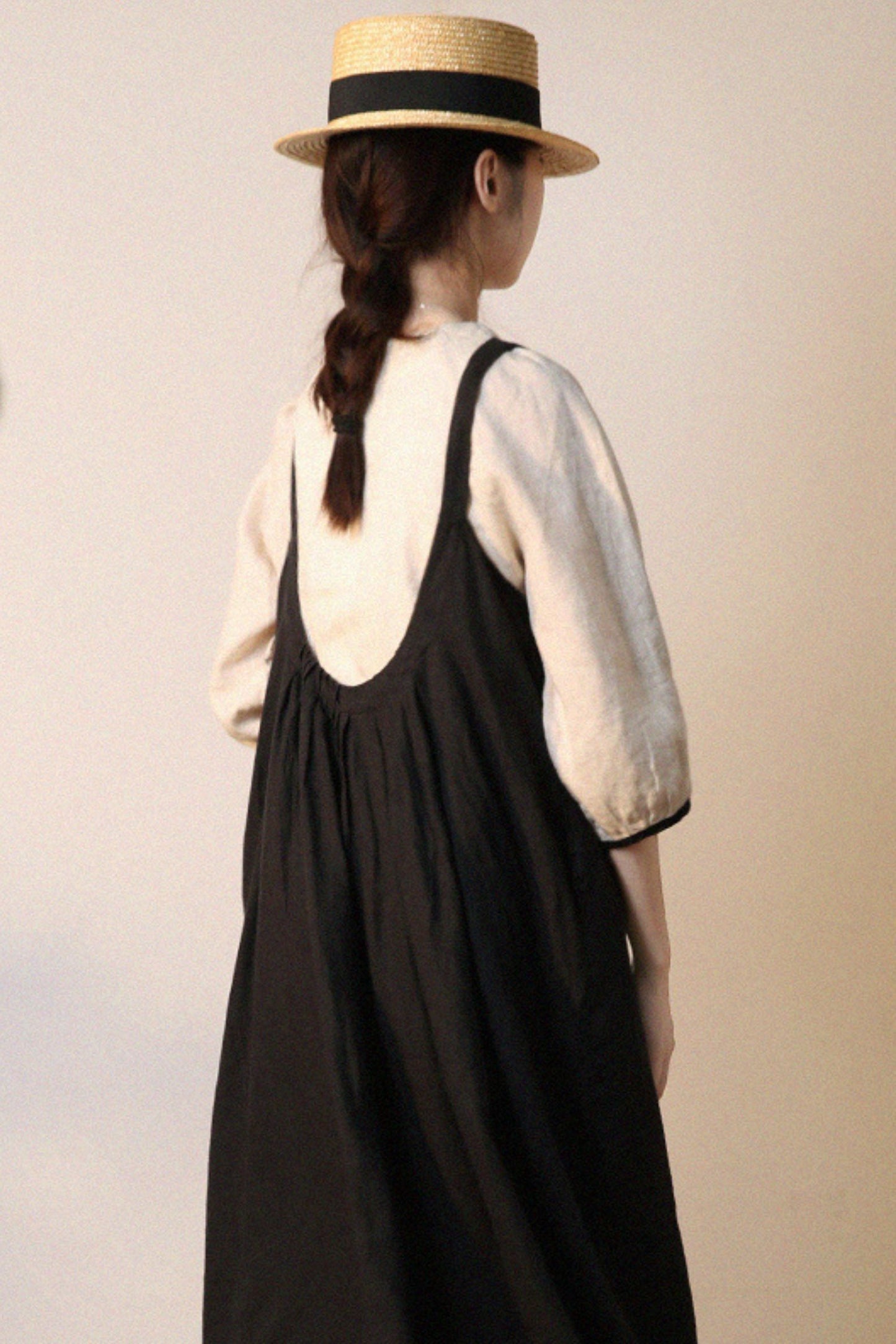 Black Linen Maxi Dress - Sleeveless Relaxed Fit TT0030
