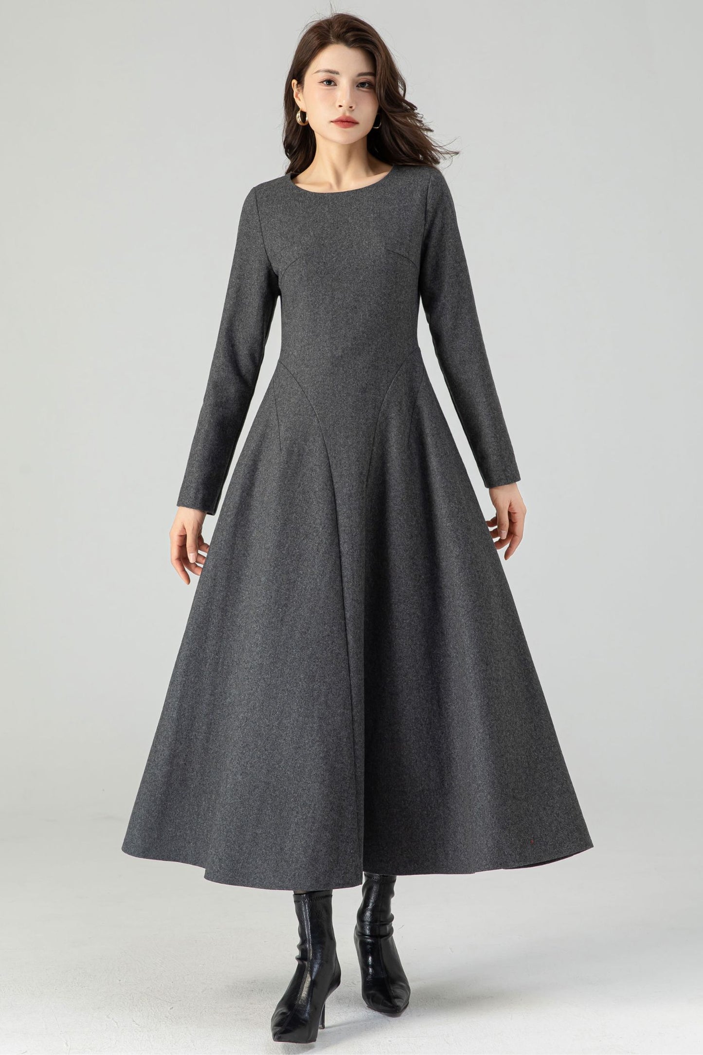 Winter Wool Gray Dress C4317