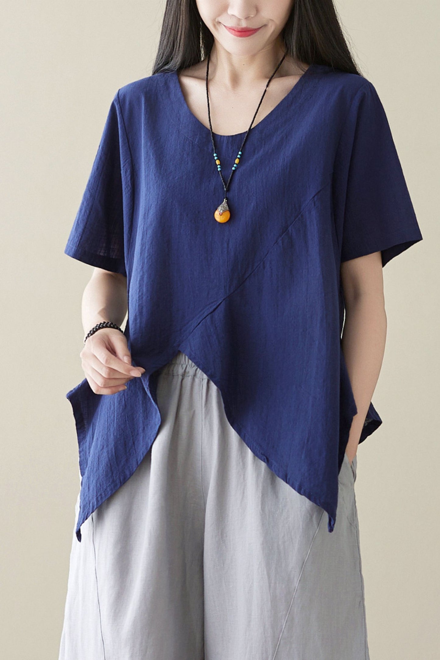 Navy blue Summer blouse C4859