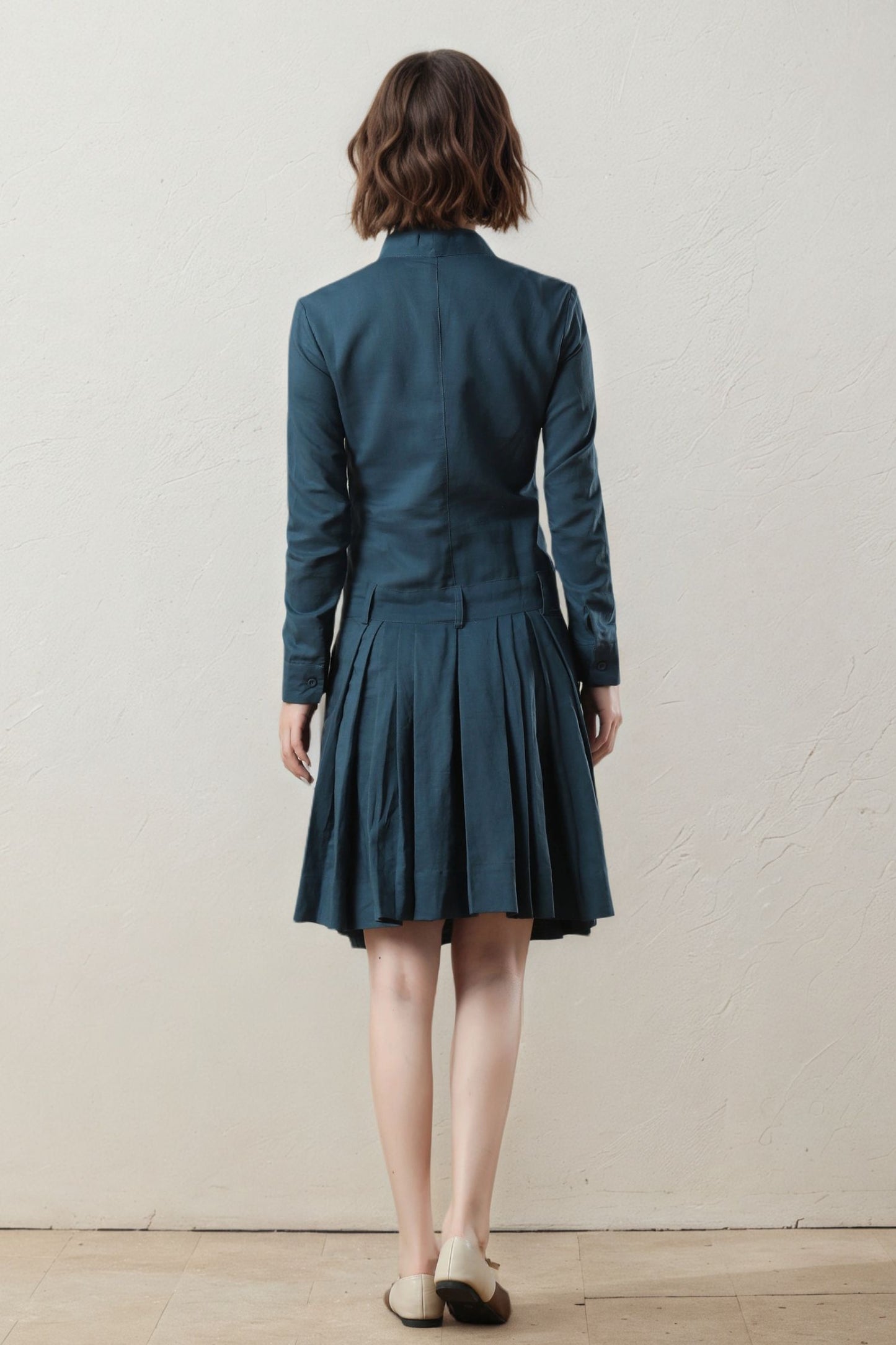 spring drop waist swing linen dress C5398