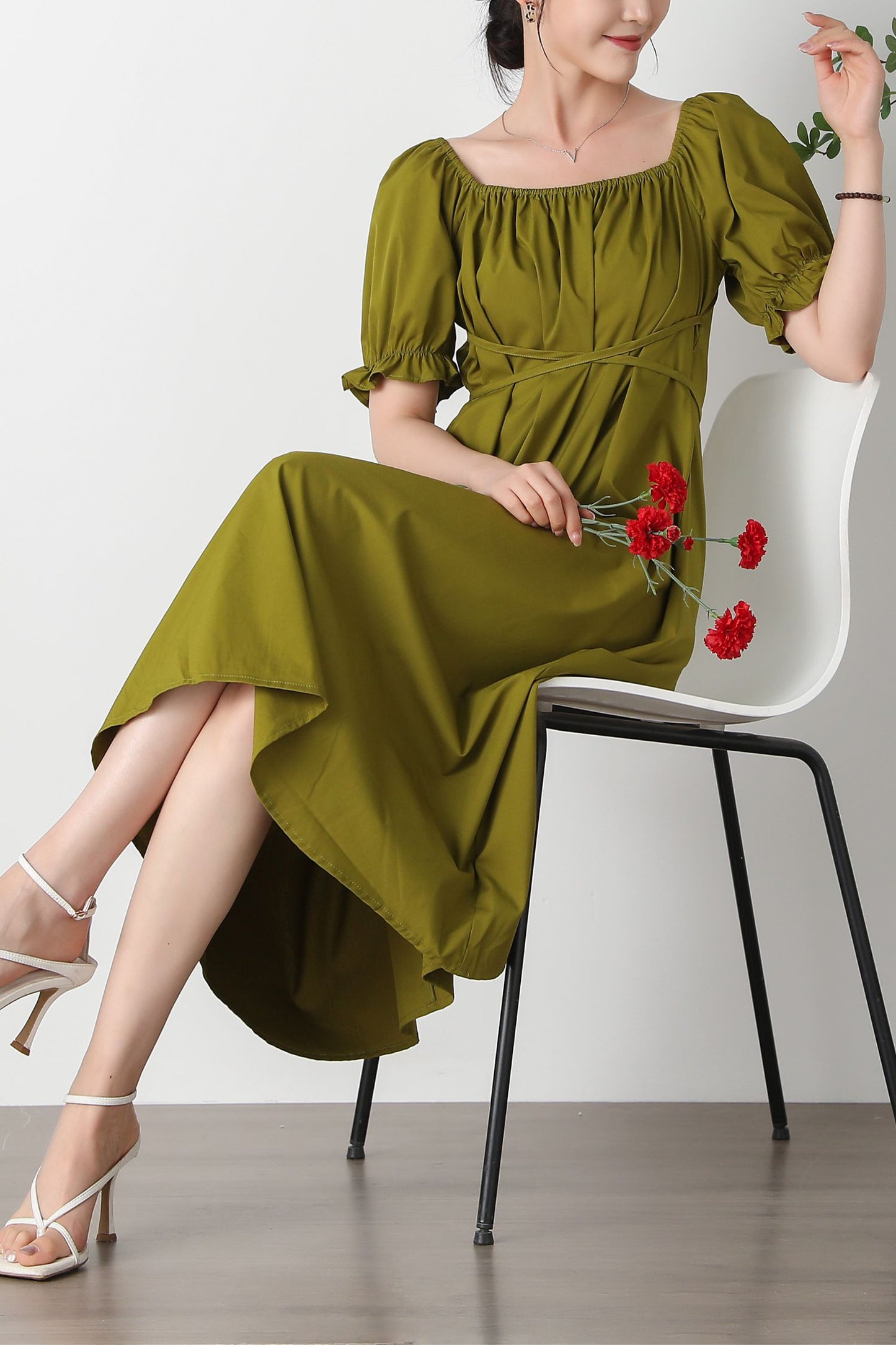 French Square Neck Dress C3260