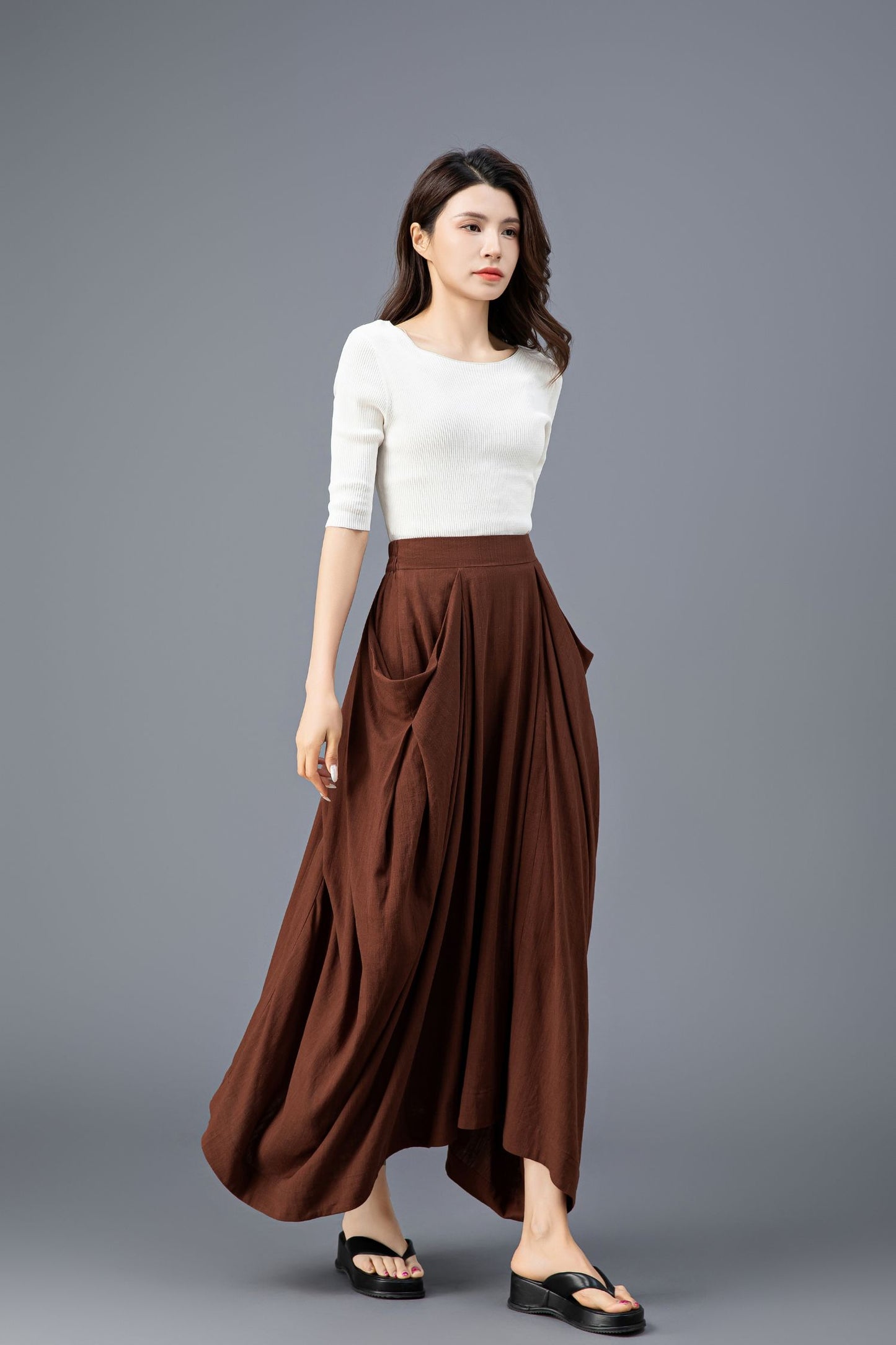 Women's Asymmetrical Casual Linen Skirt C3918