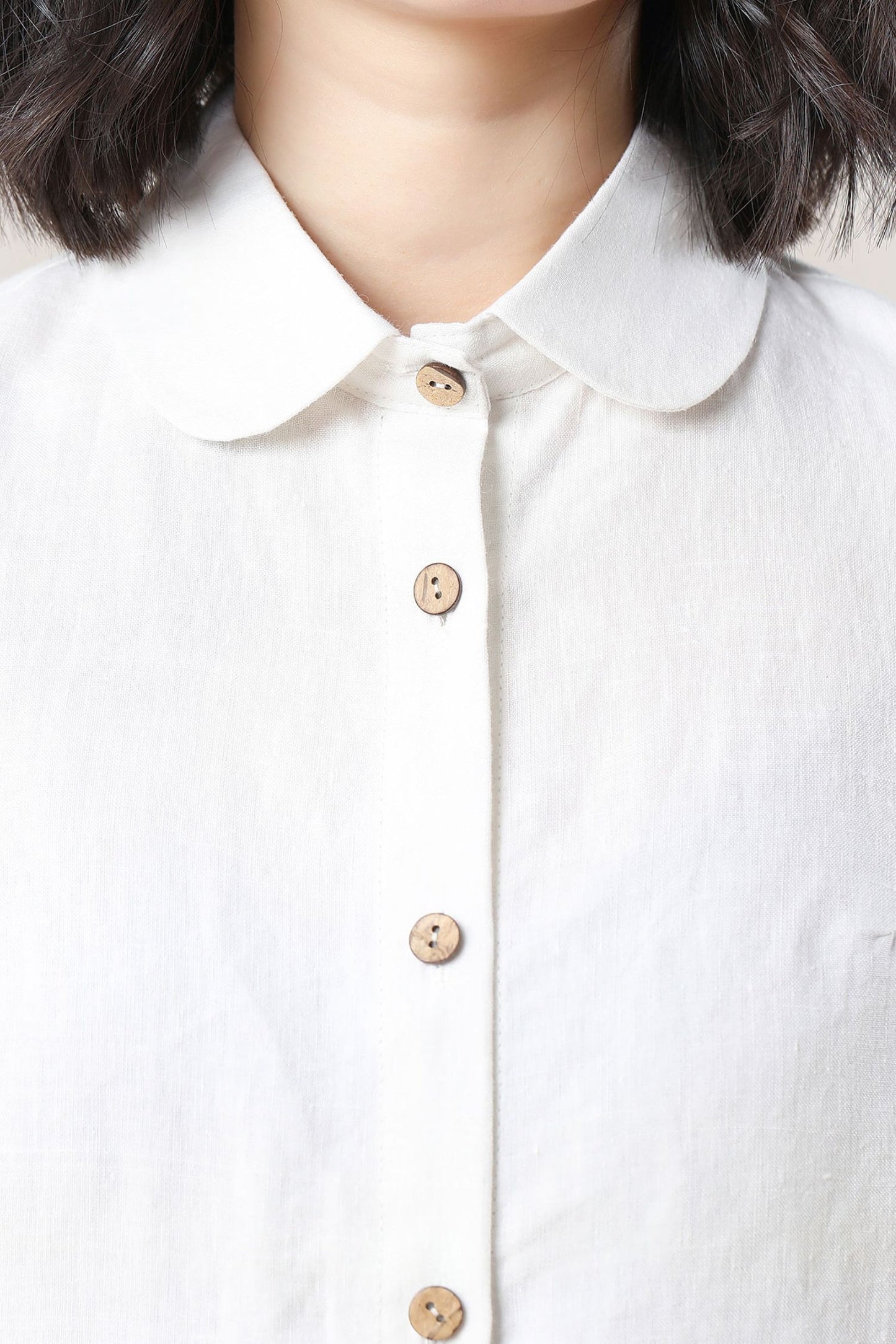 Women's White Linen Shirt C3280 -Size M #CK2300473