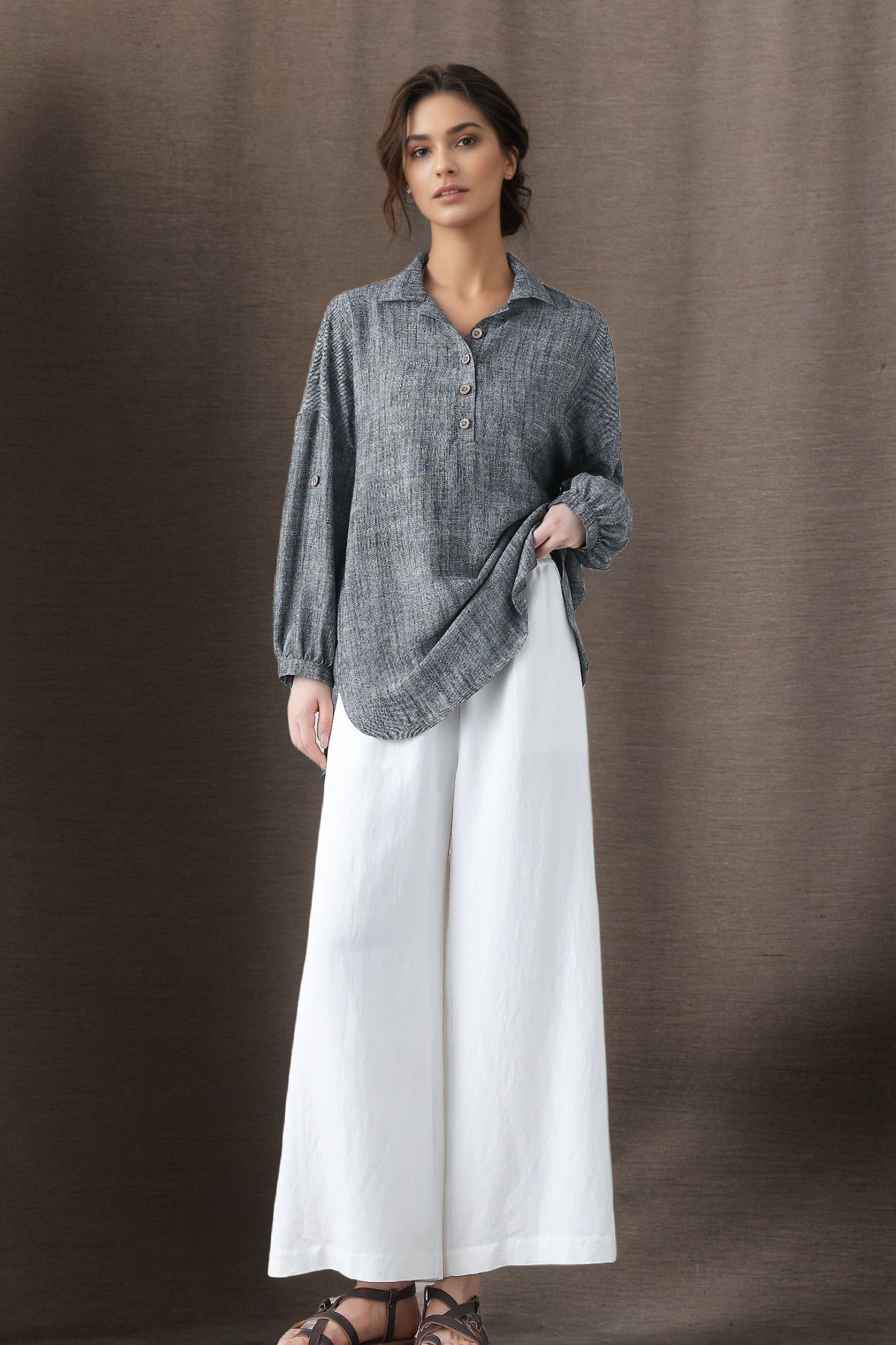 Spring Summer Linen Tops C4851