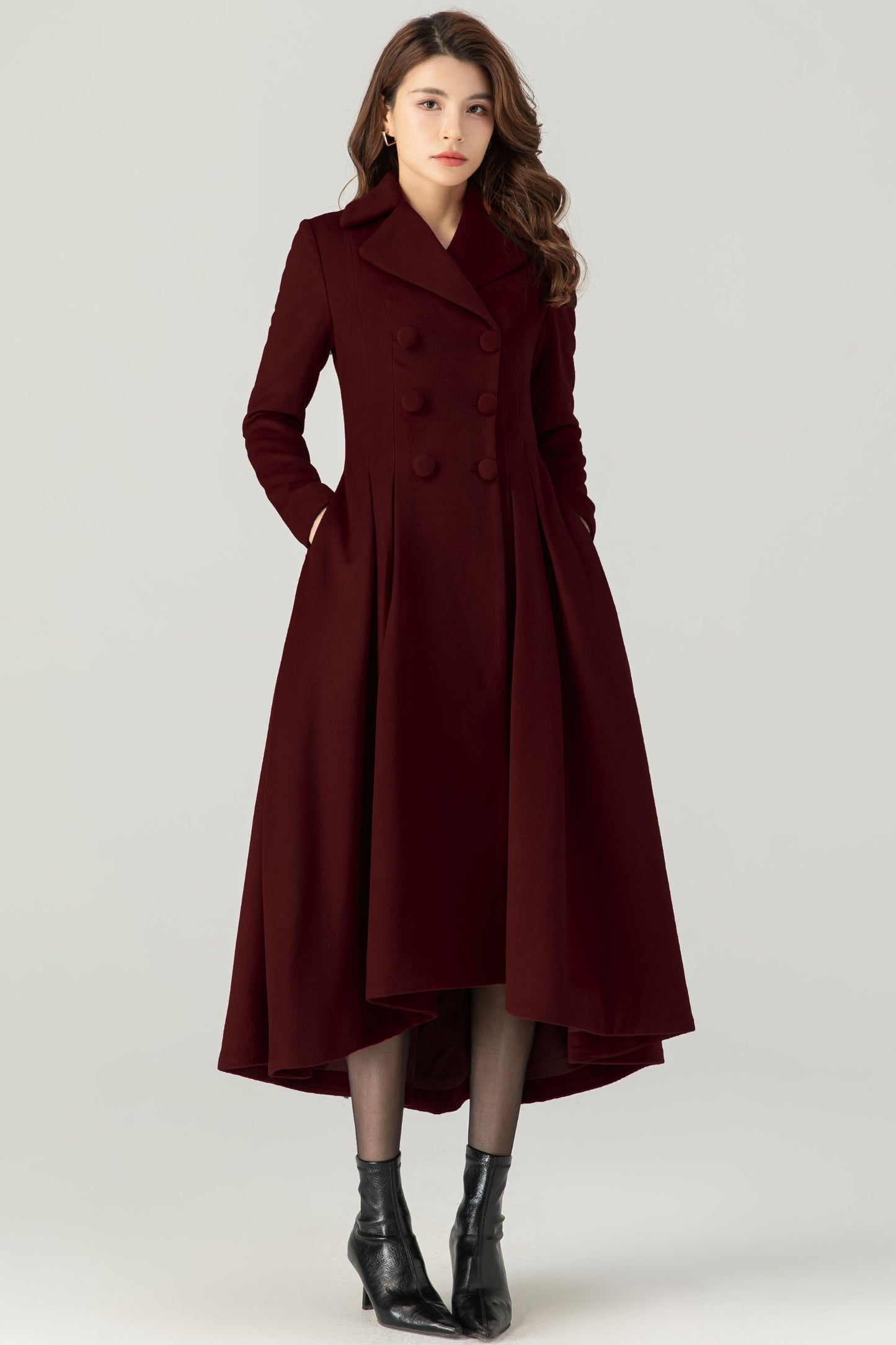 Womens Princess Burgundy Wool Coat C4521