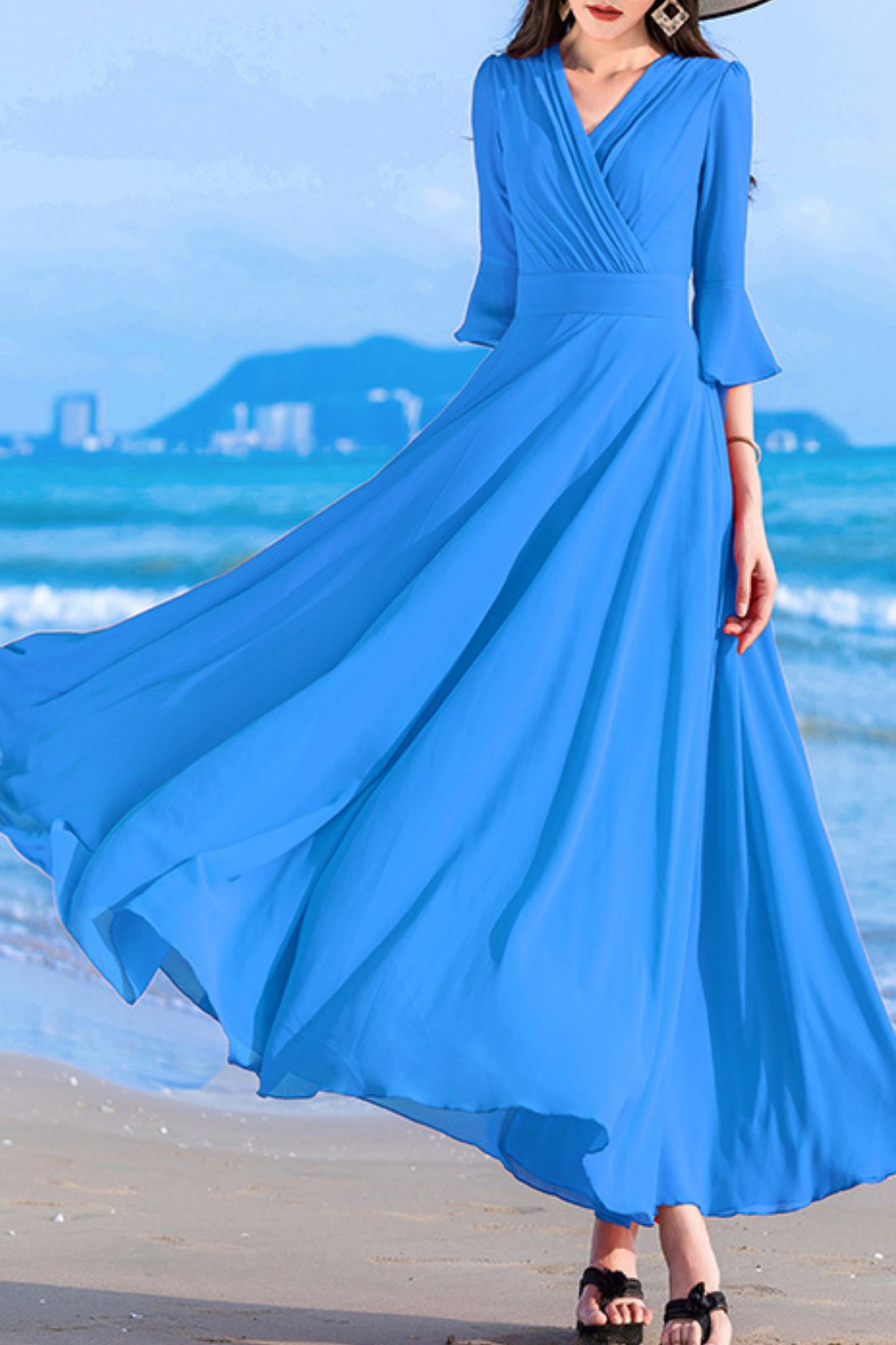 summer new long chiffon dress C4034