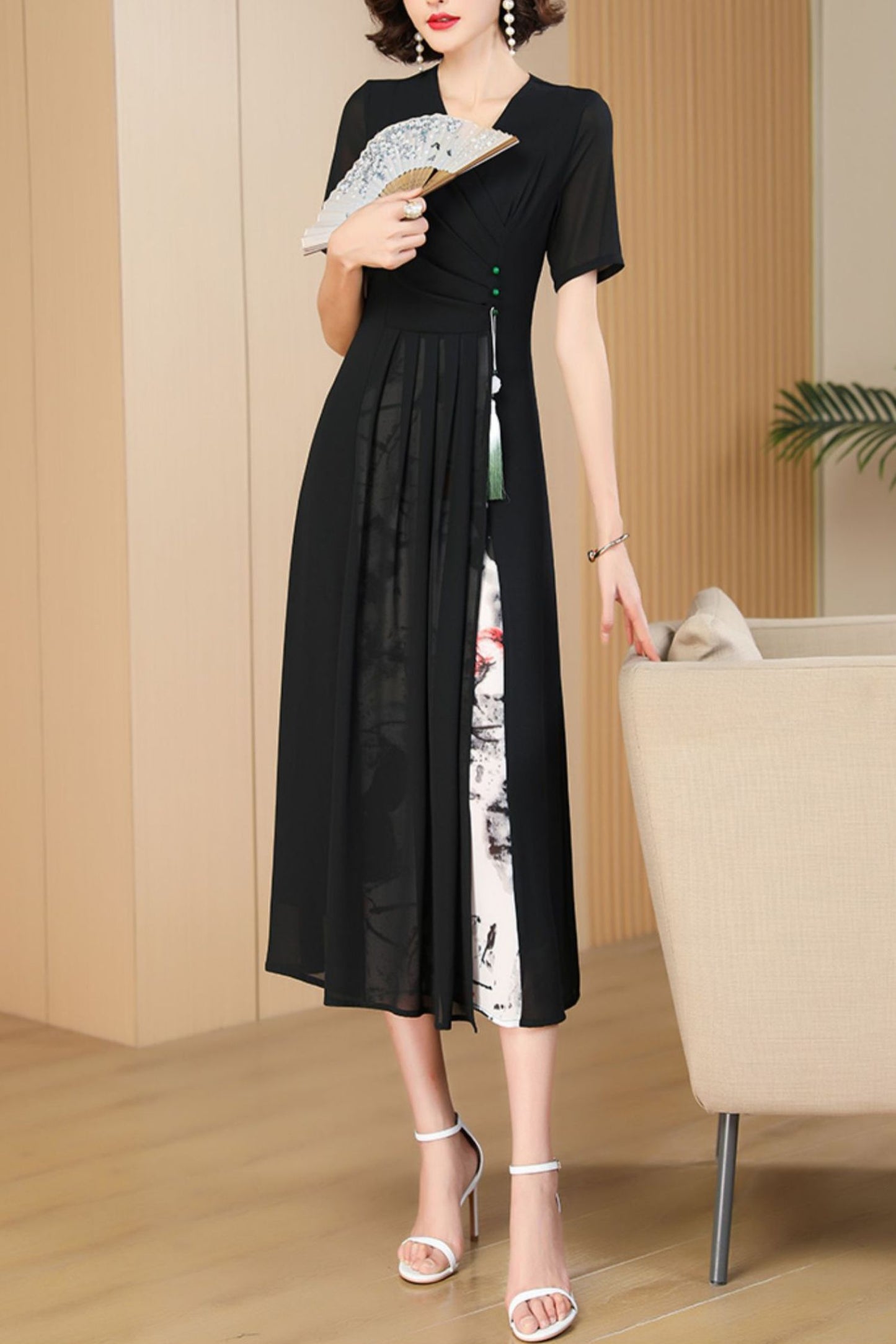 black summer new long dress C4075