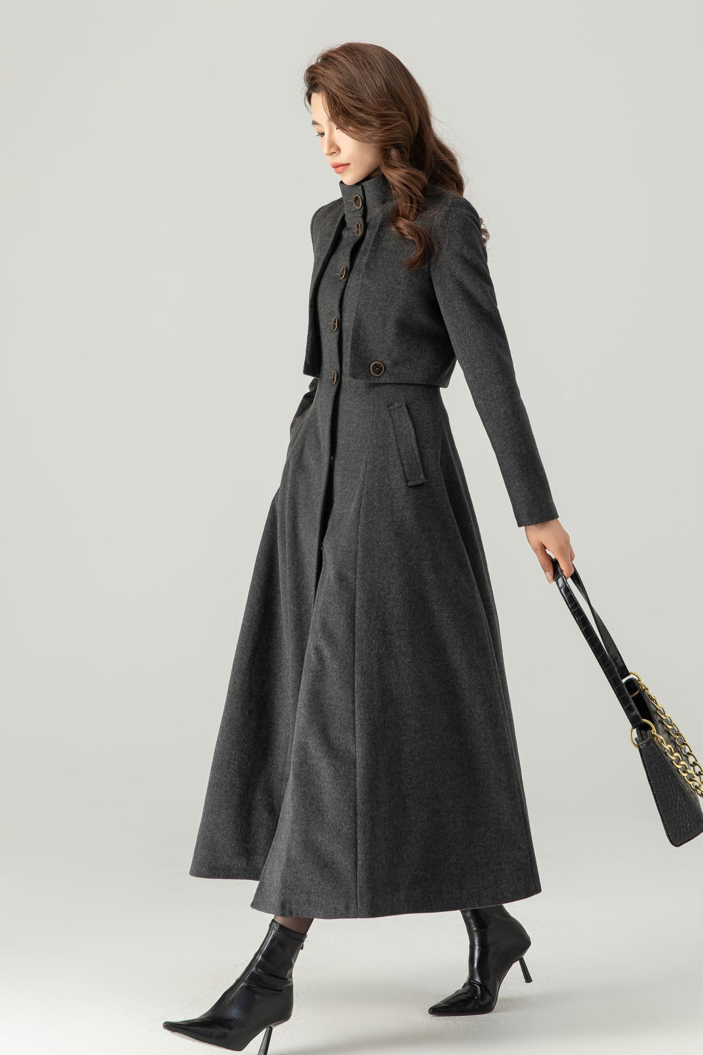 Winter Grey Wool Coat C3705