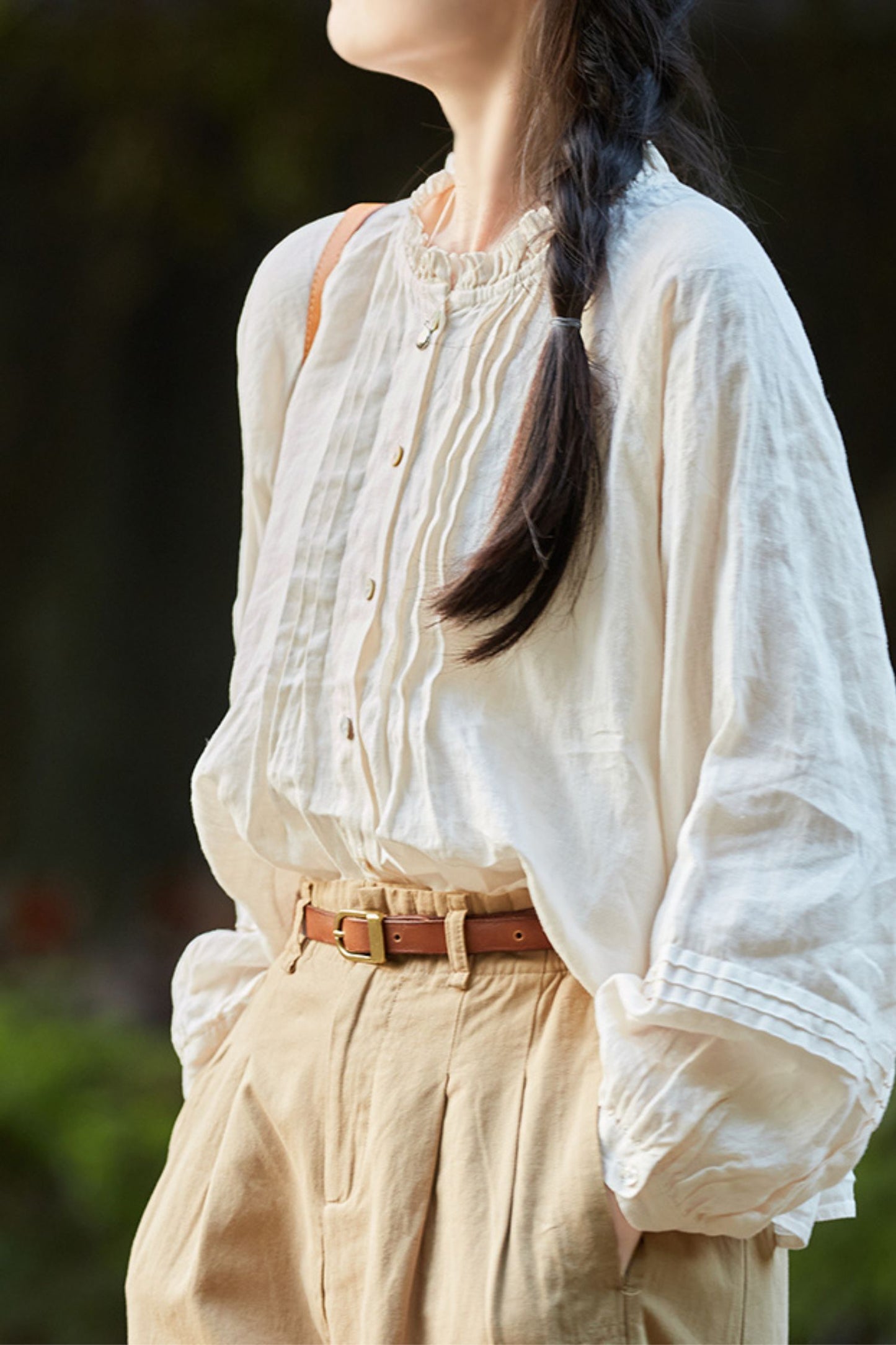 French lace collar sweet linen shirt TT0026