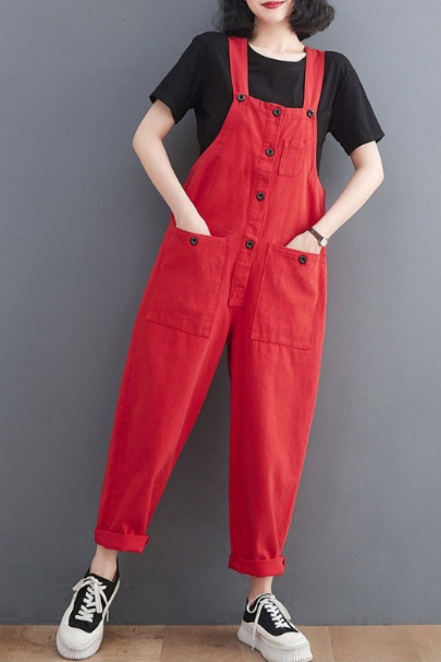 Loose fitting overalls pants women C5124