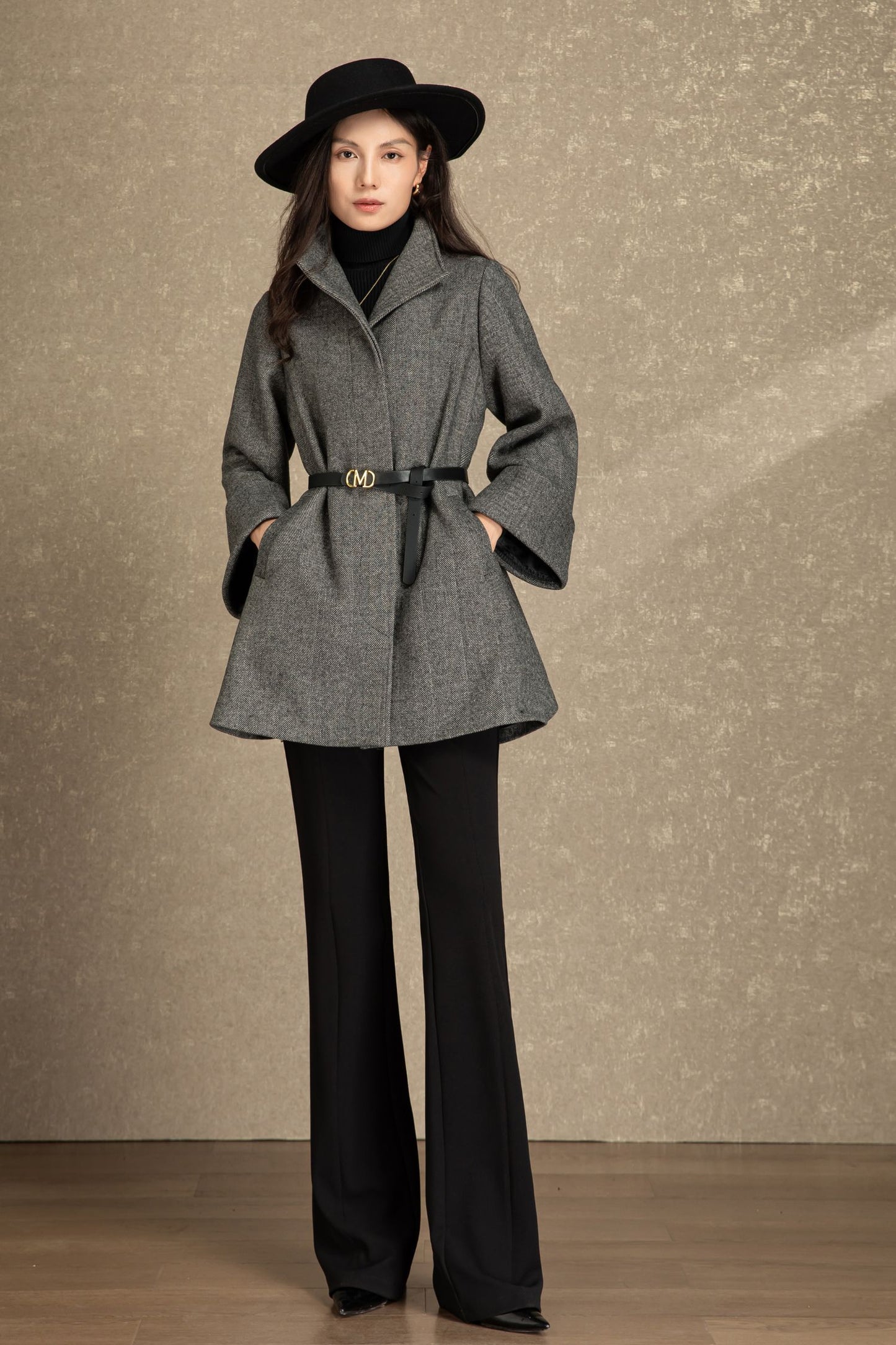Casual winter short wool coat women C4487