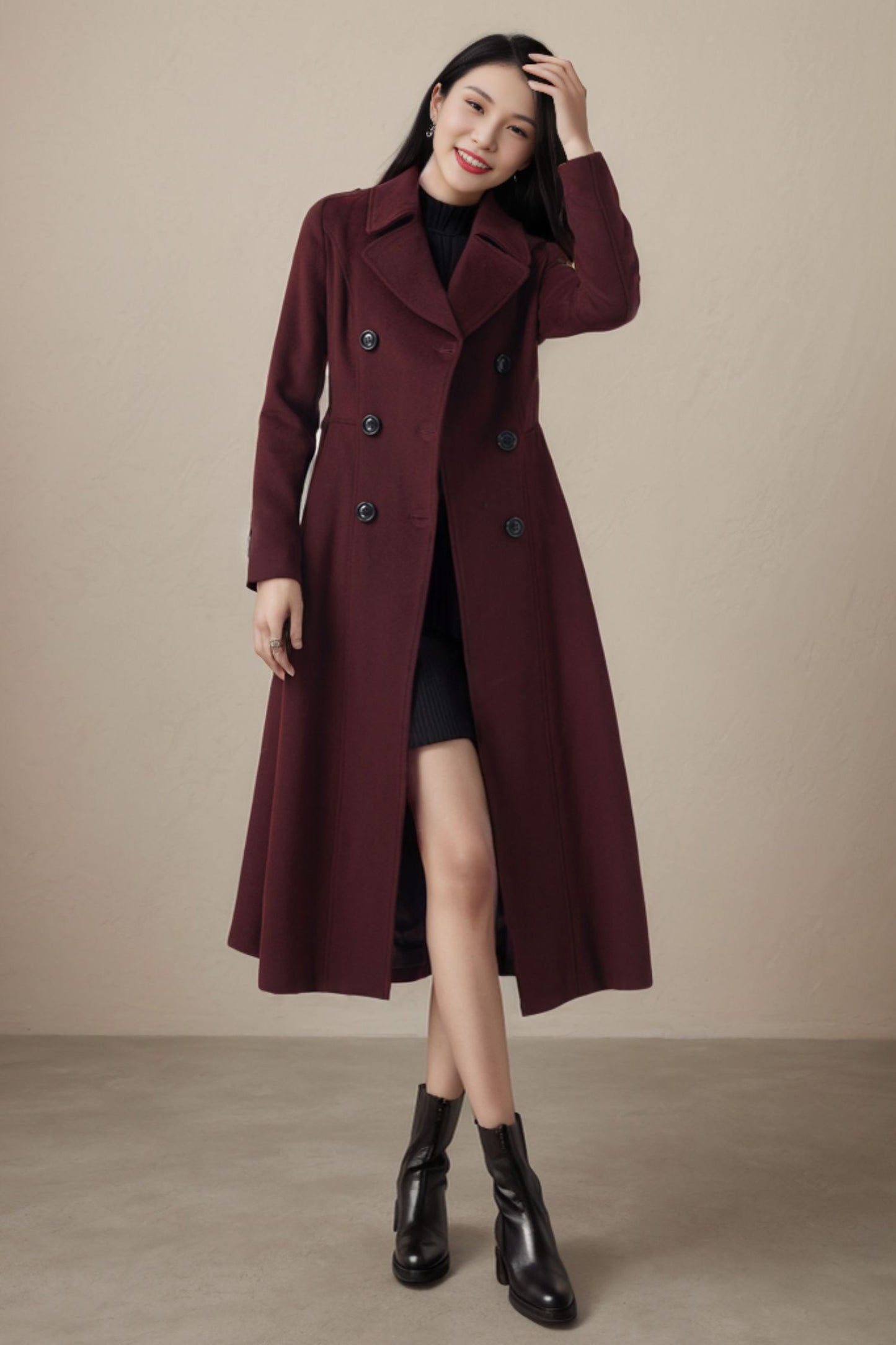 Wool Princess Double Breasted Wool Coat C3571