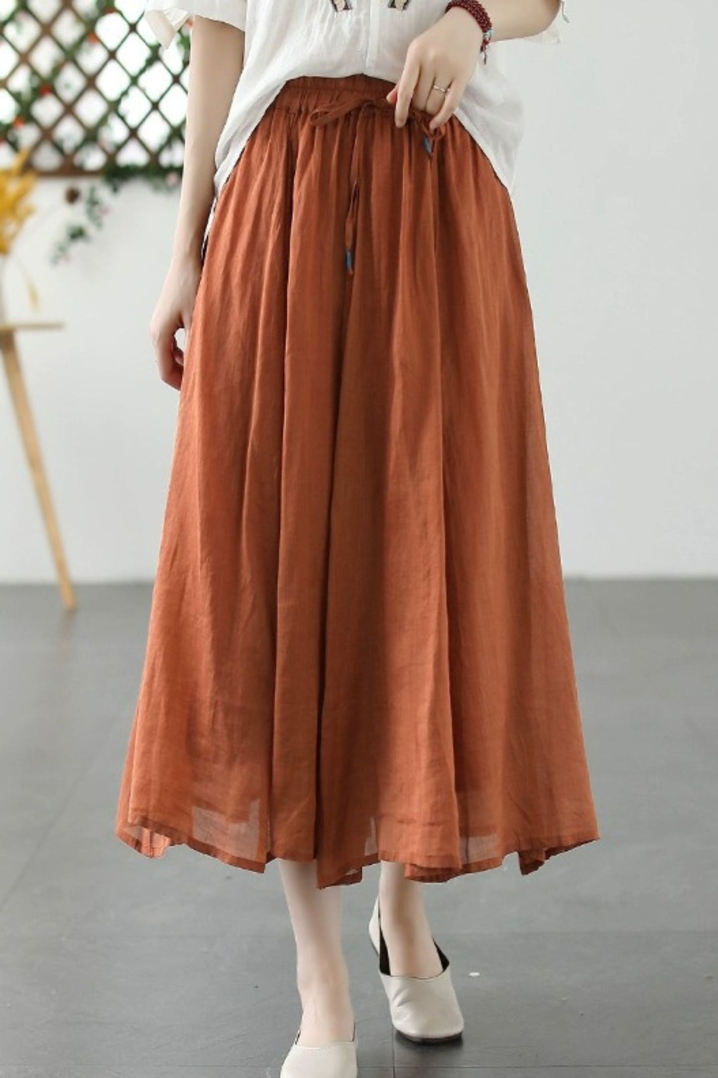 Summer high waist A-line elastic waist skirt TT0036