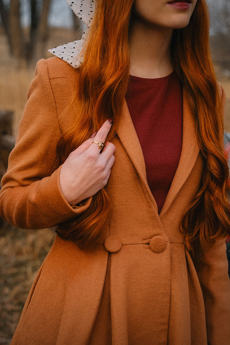 Vintage inspired long wool princess coat C3811