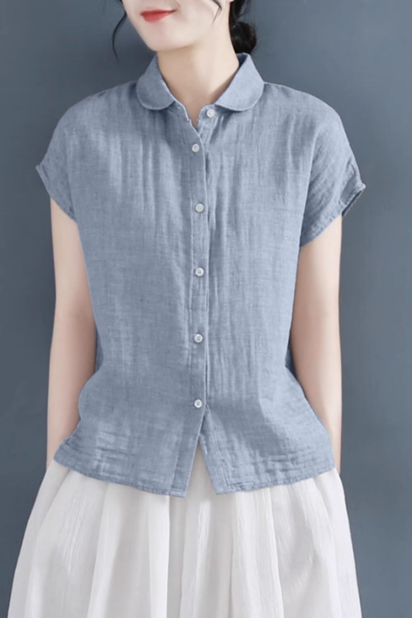 Casual linen womens summer shirt blouse C5046