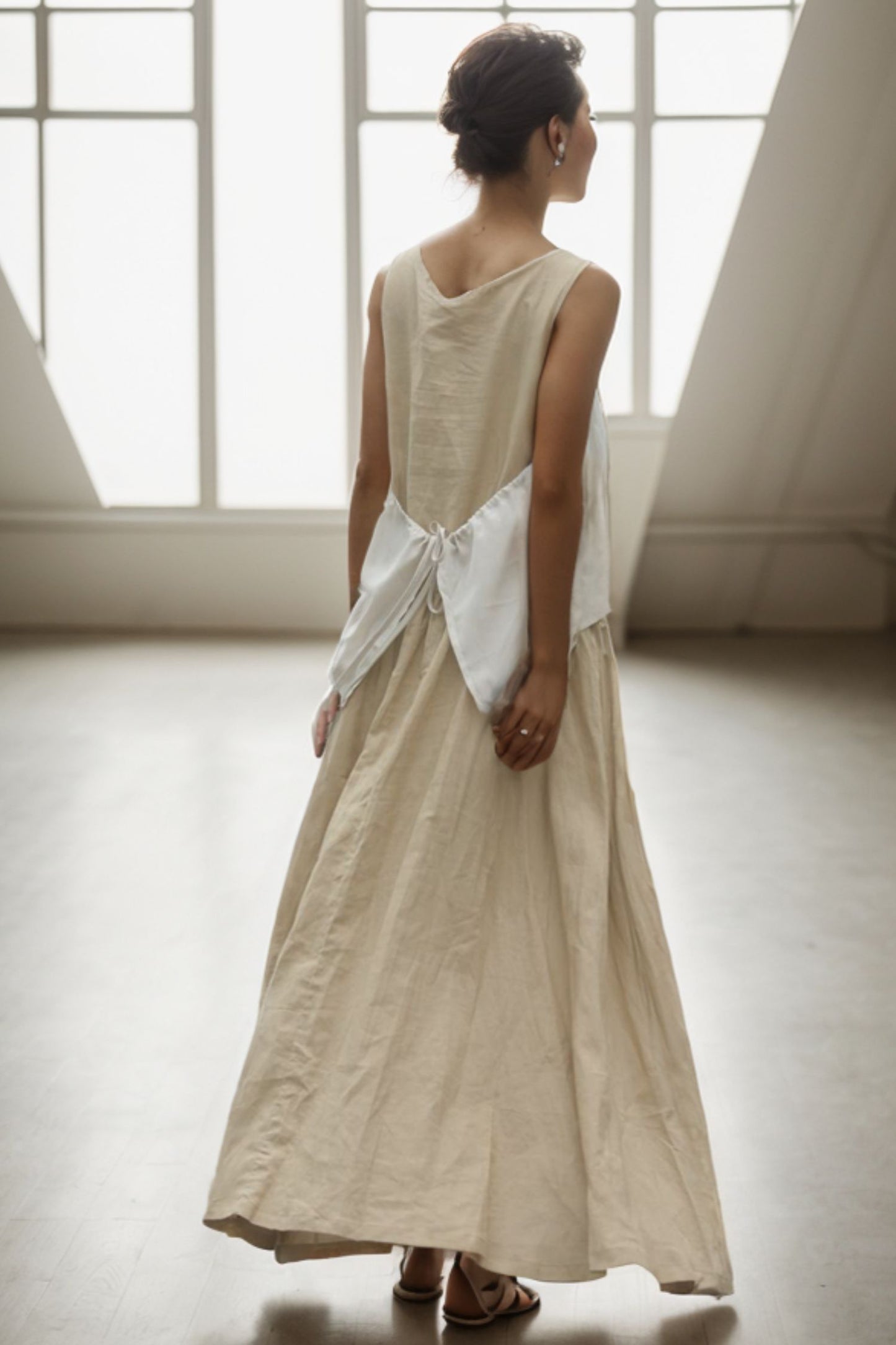 Summer casual linen sleeveless maxi dress C153