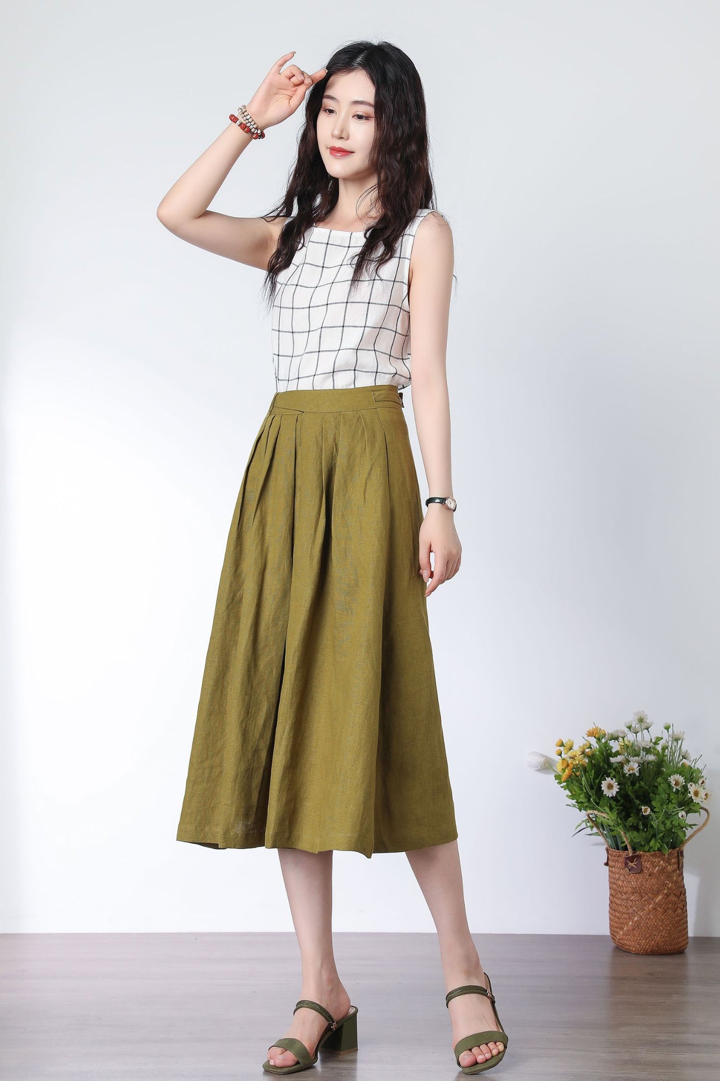 Summer A line skirt midi skirt C3331