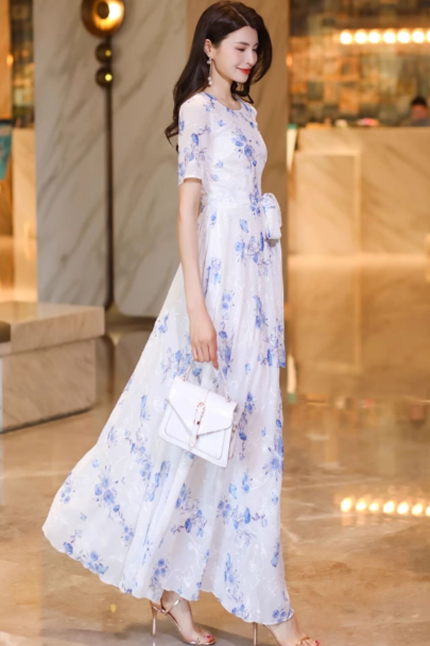 Floral prom summer chiffon dresses C4922