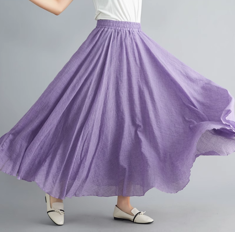 Maxi Plus size summer linen skirt women C5023-19 (violet)