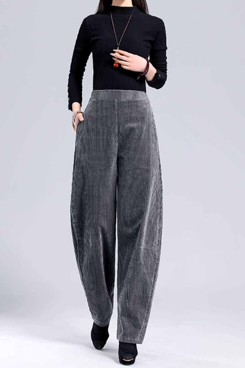 loose fitting winter corduroy pants women C3789