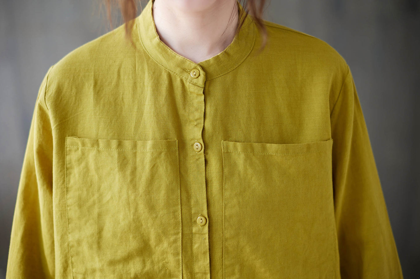 Yellow Linen spring autumn Linen shirt c1879