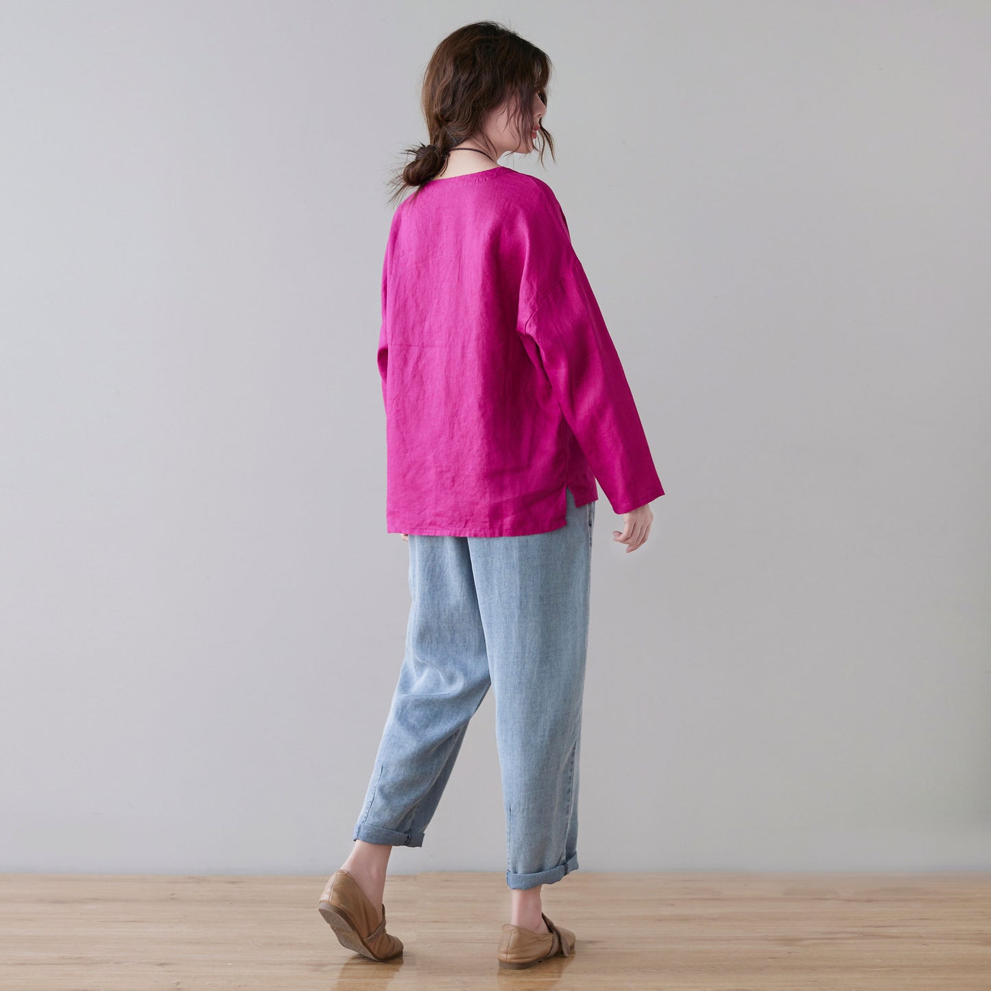Plus size Linen blouse, Oversized Linen blouse C2127
