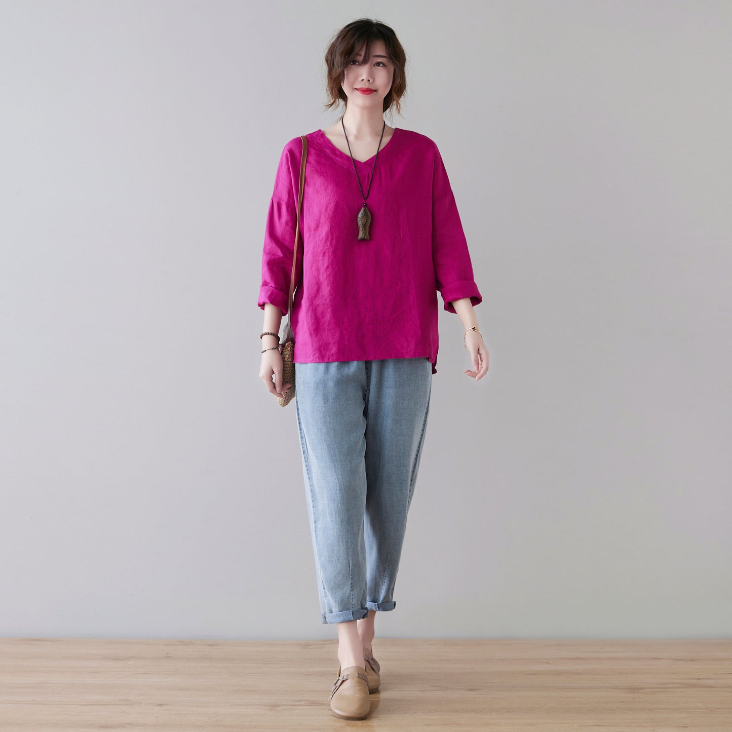 Plus size Linen blouse, Oversized Linen blouse C2127