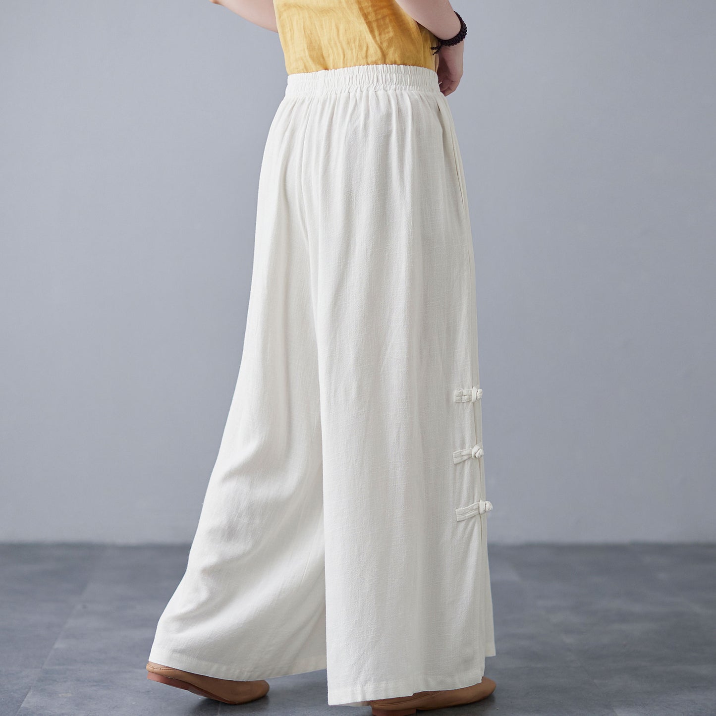 Vintage Inspired Wide Leg Linen Pants C2123