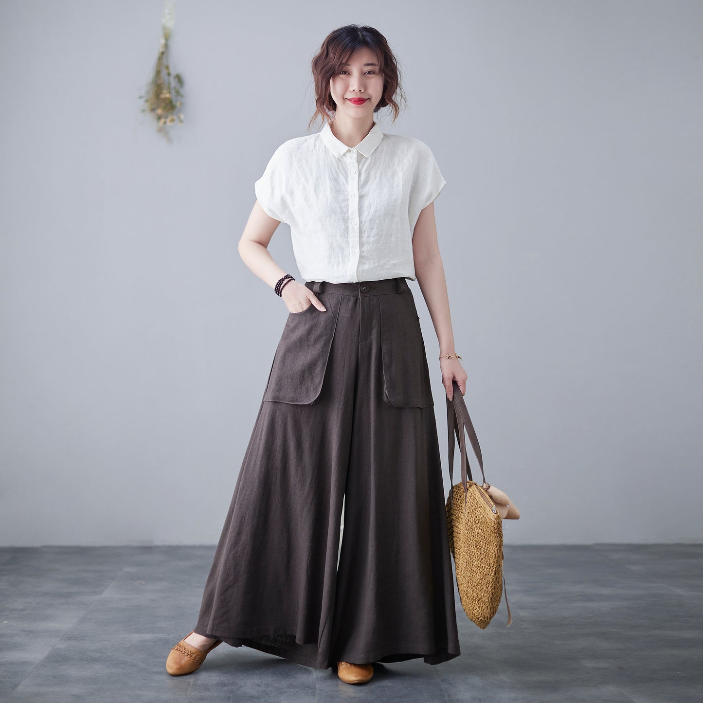 Womens Casual Long Linen pants c2125